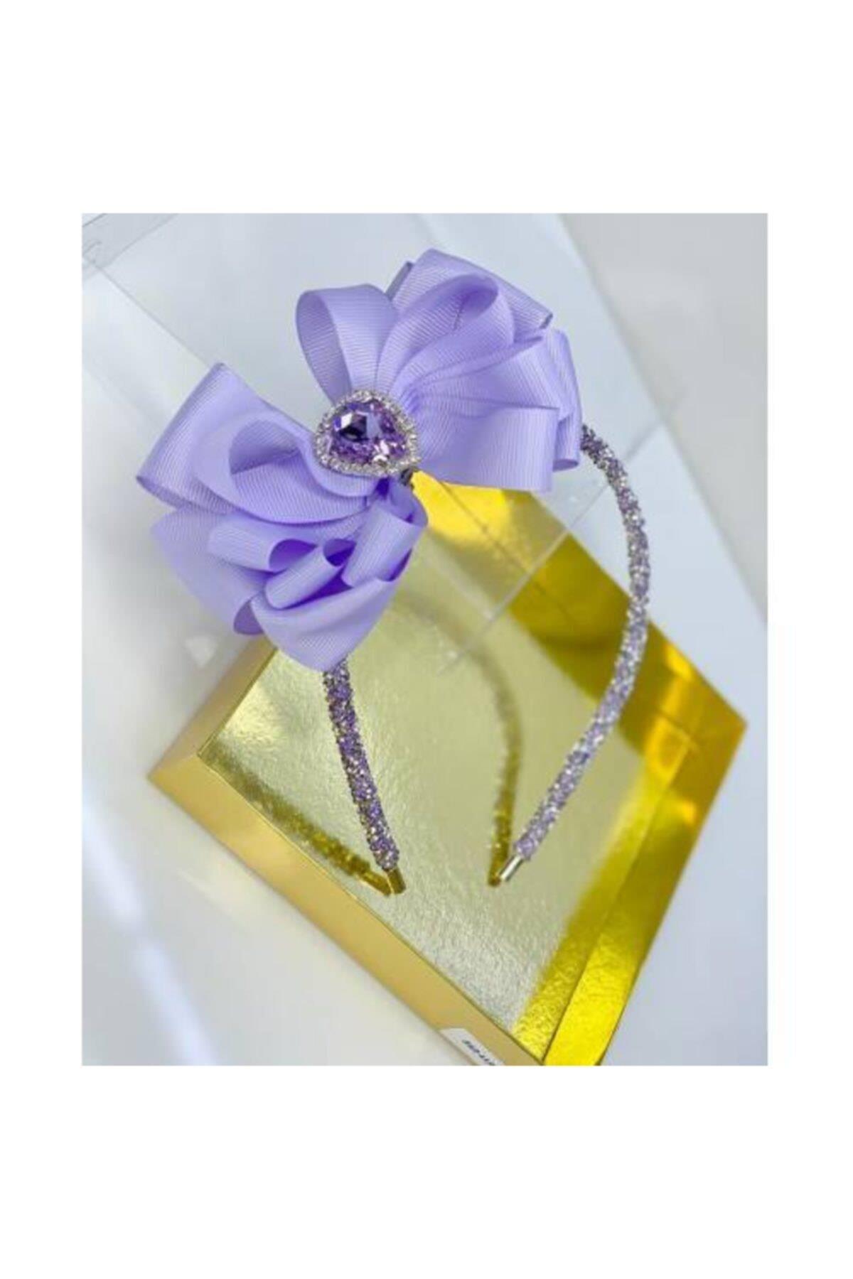 Lila Kristal Taşlı Luxury Anne Kız Çocuk Hediye Kına Düğün Tak Çıkar Taç