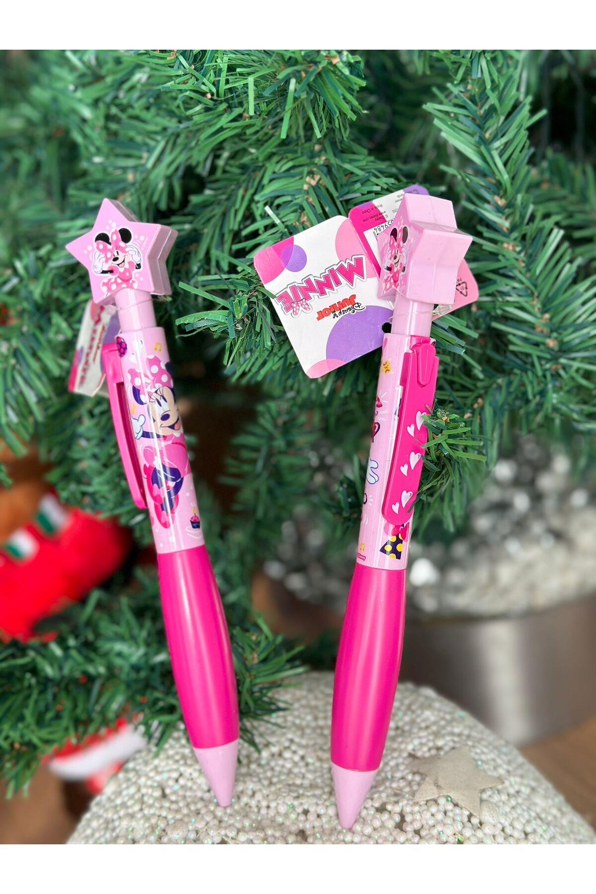 lisanslı Disney minnie mouse ithal 25cm dev jumbo tükenmez kalem pembe yıldız süslü kız çocuk