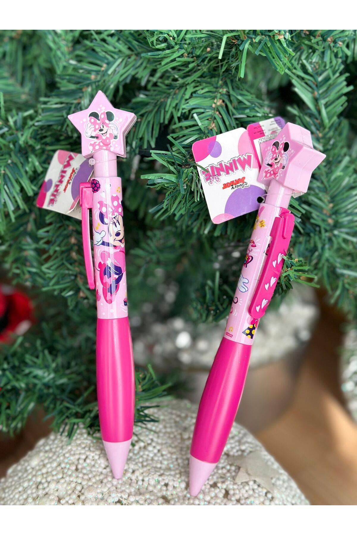 lisanslı Disney minnie mouse ithal 25cm dev jumbo tükenmez kalem pembe yıldız süslü kız çocuk