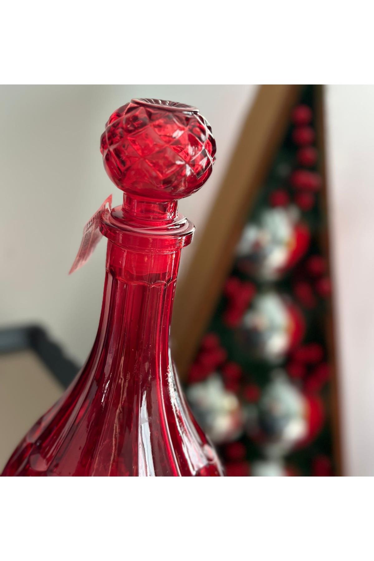 Lüks ithal kesme kristal motifli büyük cam şişe yılbaşı davet dekorasyon süs top kapaklı 900ml