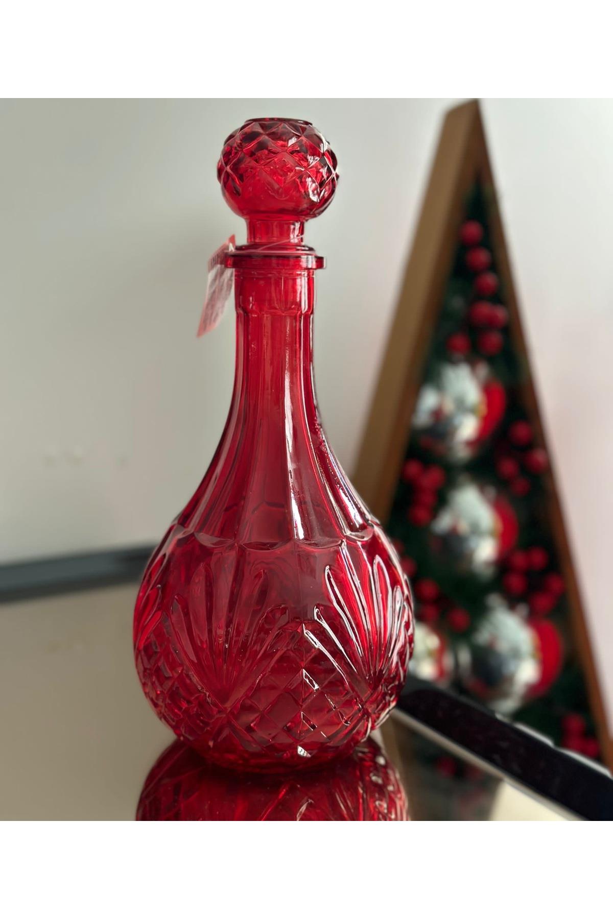 Lüks ithal kesme kristal motifli büyük cam şişe yılbaşı davet dekorasyon süs top kapaklı 900ml