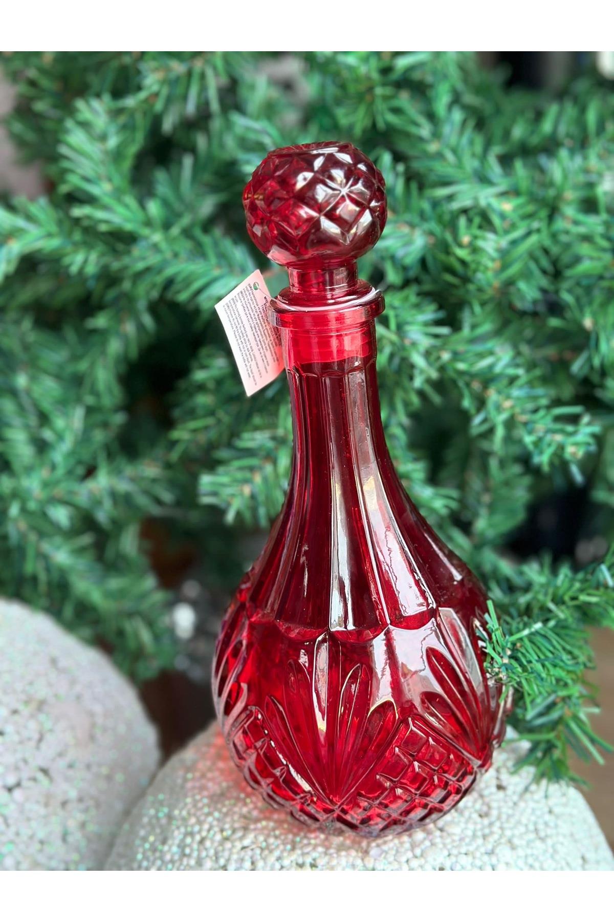 Lüks ithal kesme kristal motifli büyük cam şişe yılbaşı davet dekorasyon süs top kapaklı 900ml