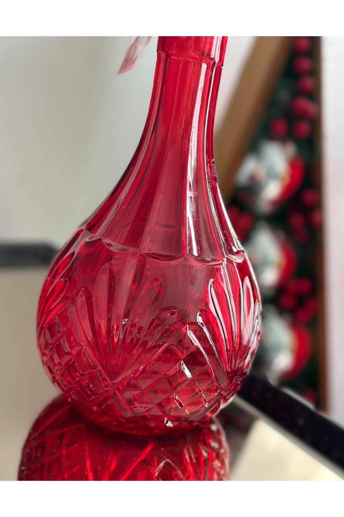 Lüks ithal kesme kristal motifli büyük cam şişe yılbaşı davet dekorasyon süs top kapaklı 900ml