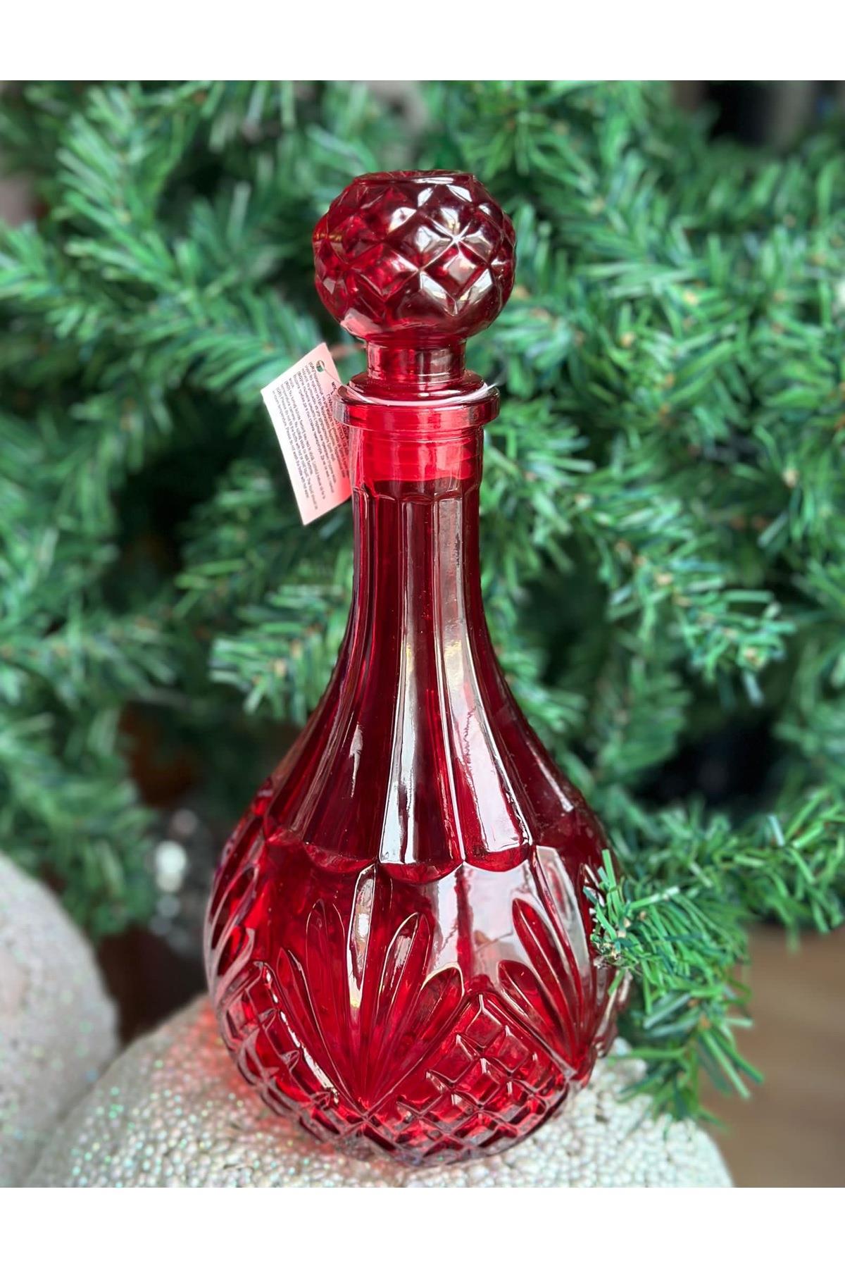 Lüks ithal kesme kristal motifli büyük cam şişe yılbaşı davet dekorasyon süs top kapaklı 900ml