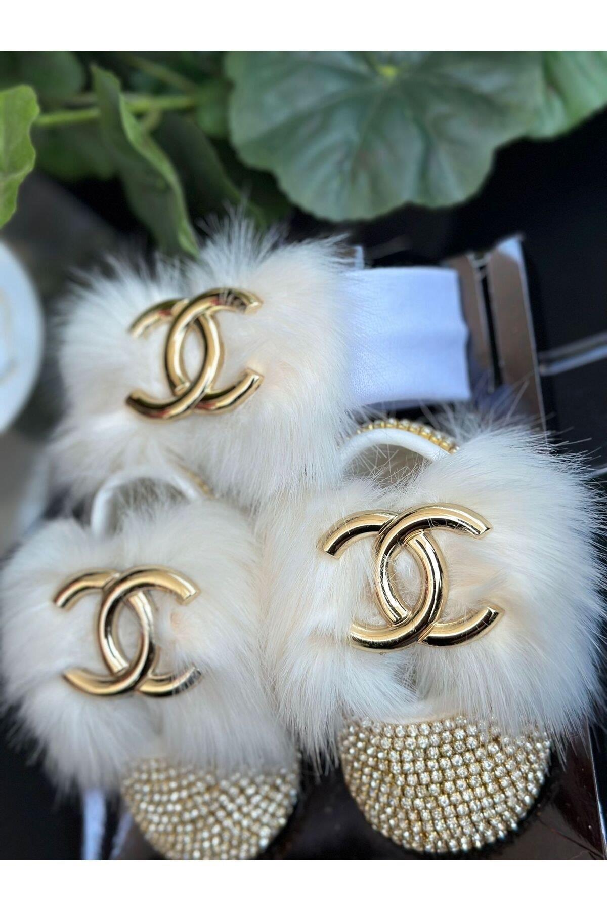 Lüks marka moda broşlu kristal taşlı tüylü kız bebek tasarım ayakkabı patik saç bantı