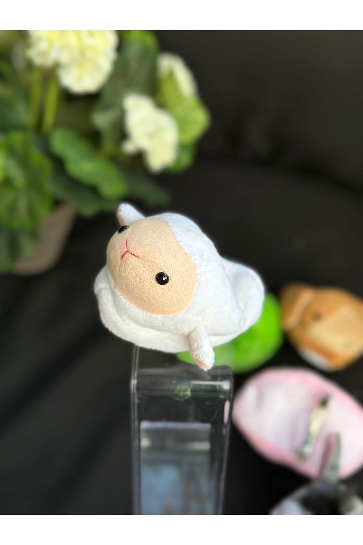 Lüks moda dev sevimli peluş kuzucuk kuzulu oyuncak terlik kadın çocuk otomatik pensli toka