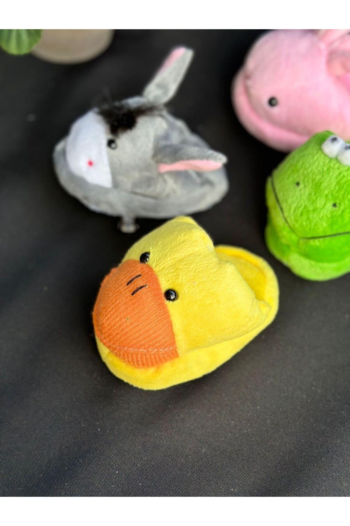 Lüks moda sevimli peluş oyuncak ördek civciv terlik kadın çocuk otomatik pensli toka