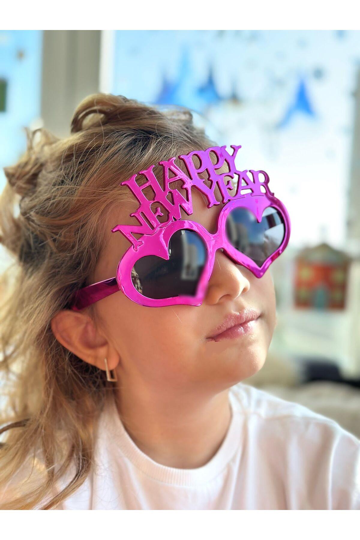 Lüks yeni yıl yılbaşı happy New year kadın çocuk gözlük parti gözlüğü pembe kalpli