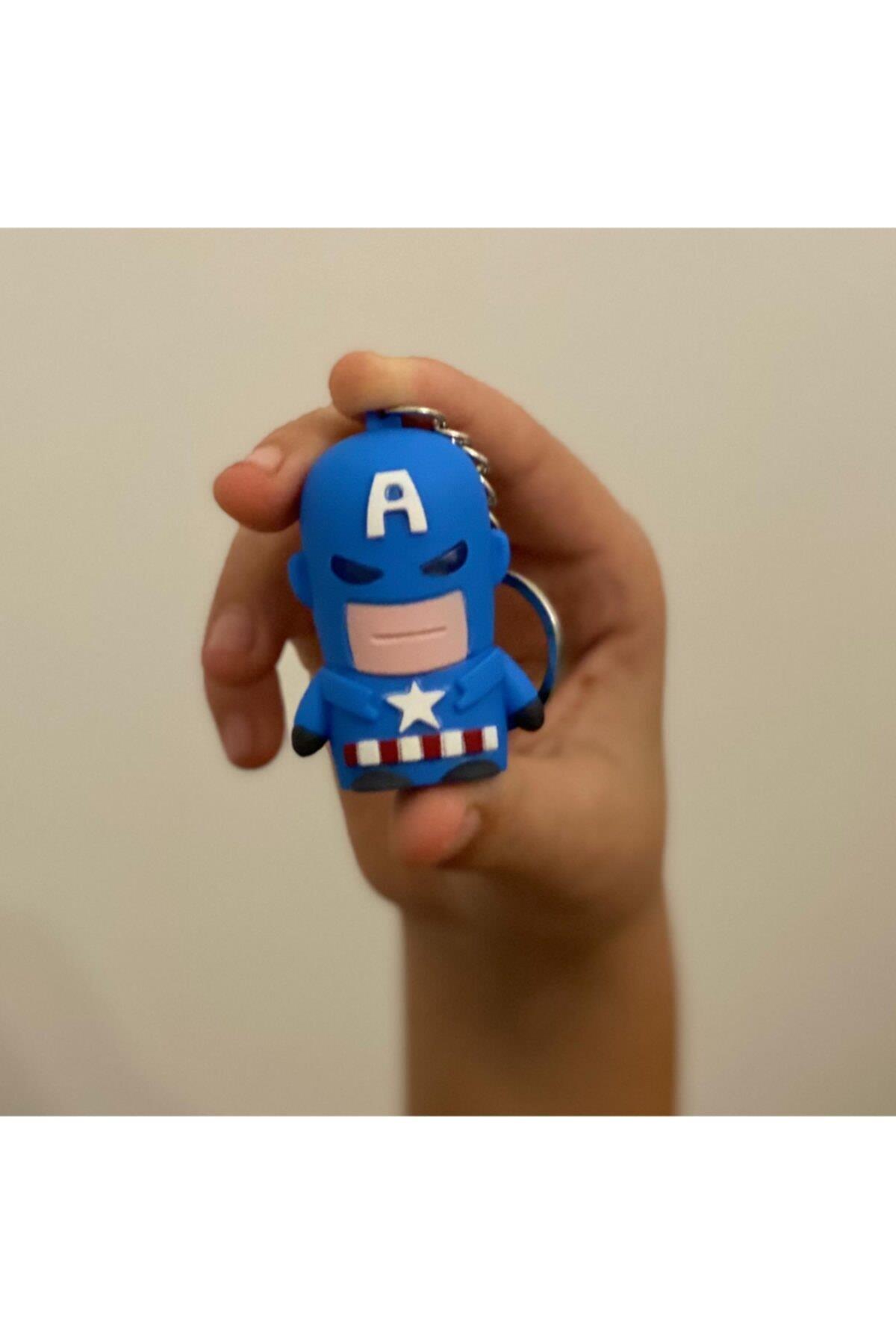 Marvel Avangers Işıklı Sesli Captain America Kaptan Amerika Süper Kahraman Figür Anahtarlık