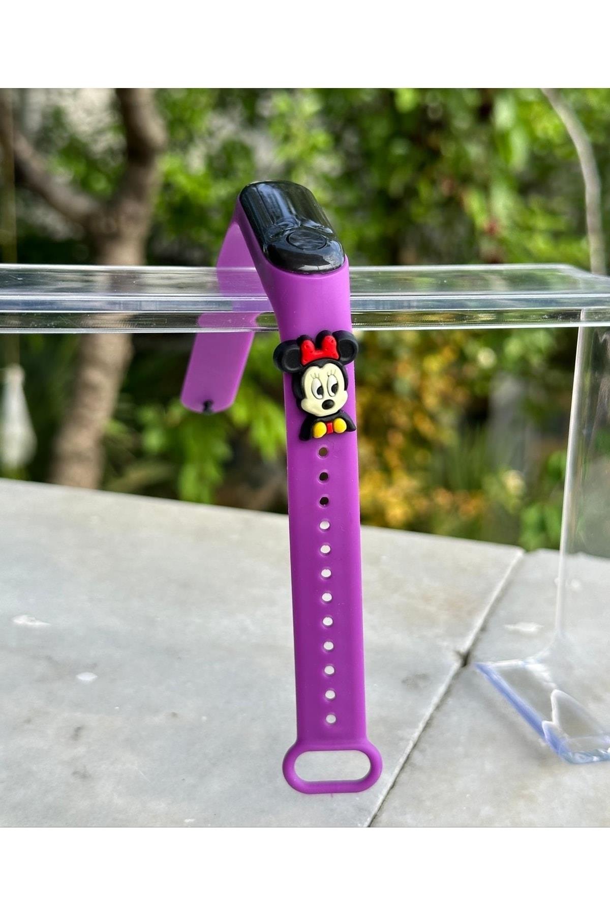 Minnie mouse mini fare mor led ekran dokunmatik kız çocuk saati