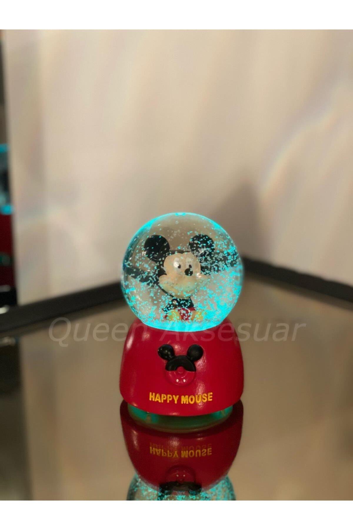 Neşeli Sevimli Mickey Mouse Fare Işıklı Müzikli Sesli Büyük Kar Küresi Kutulu