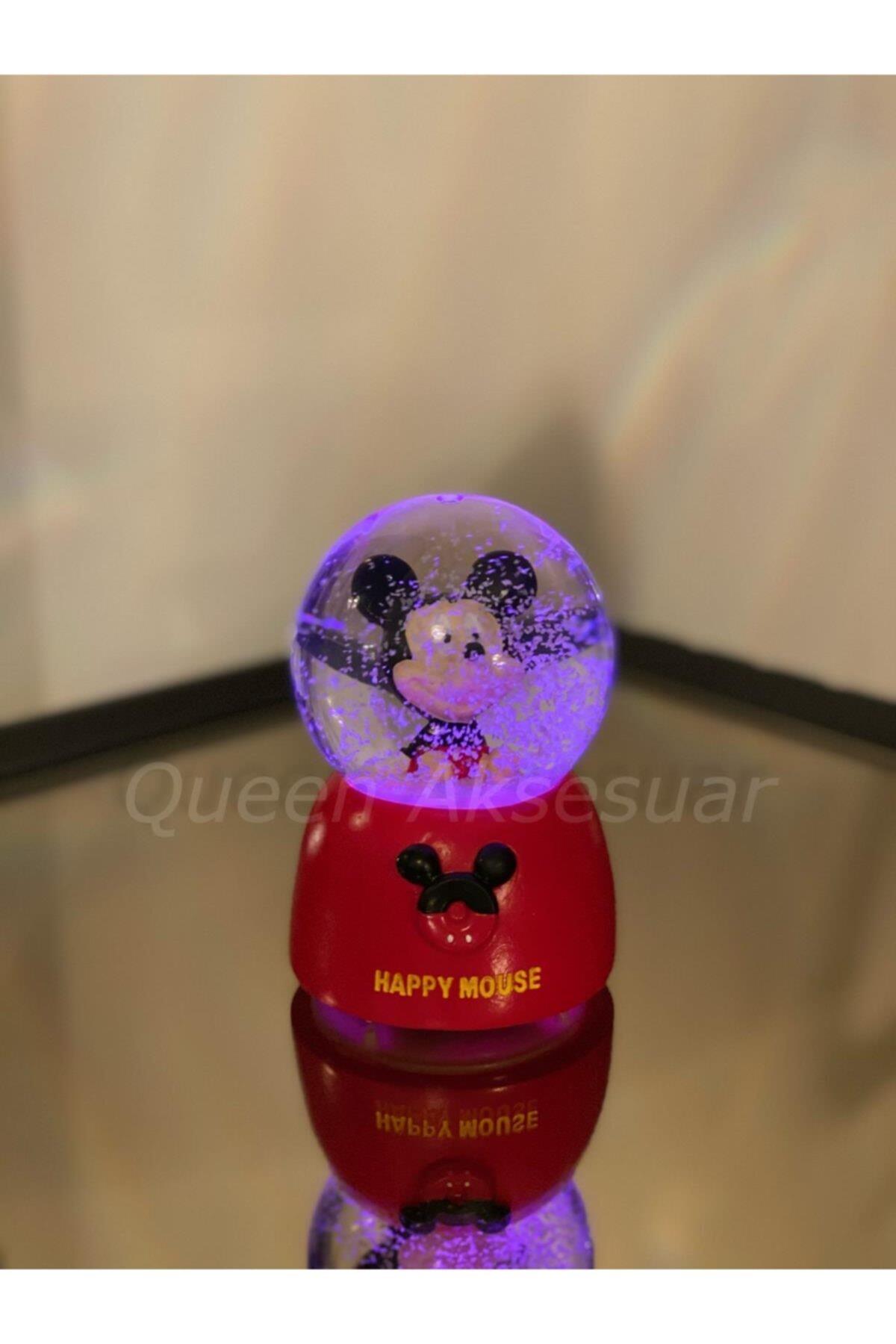 Neşeli Sevimli Mickey Mouse Fare Renkli Işıklı Müzikli Sesli Büyük Kar Küresi Kutulu