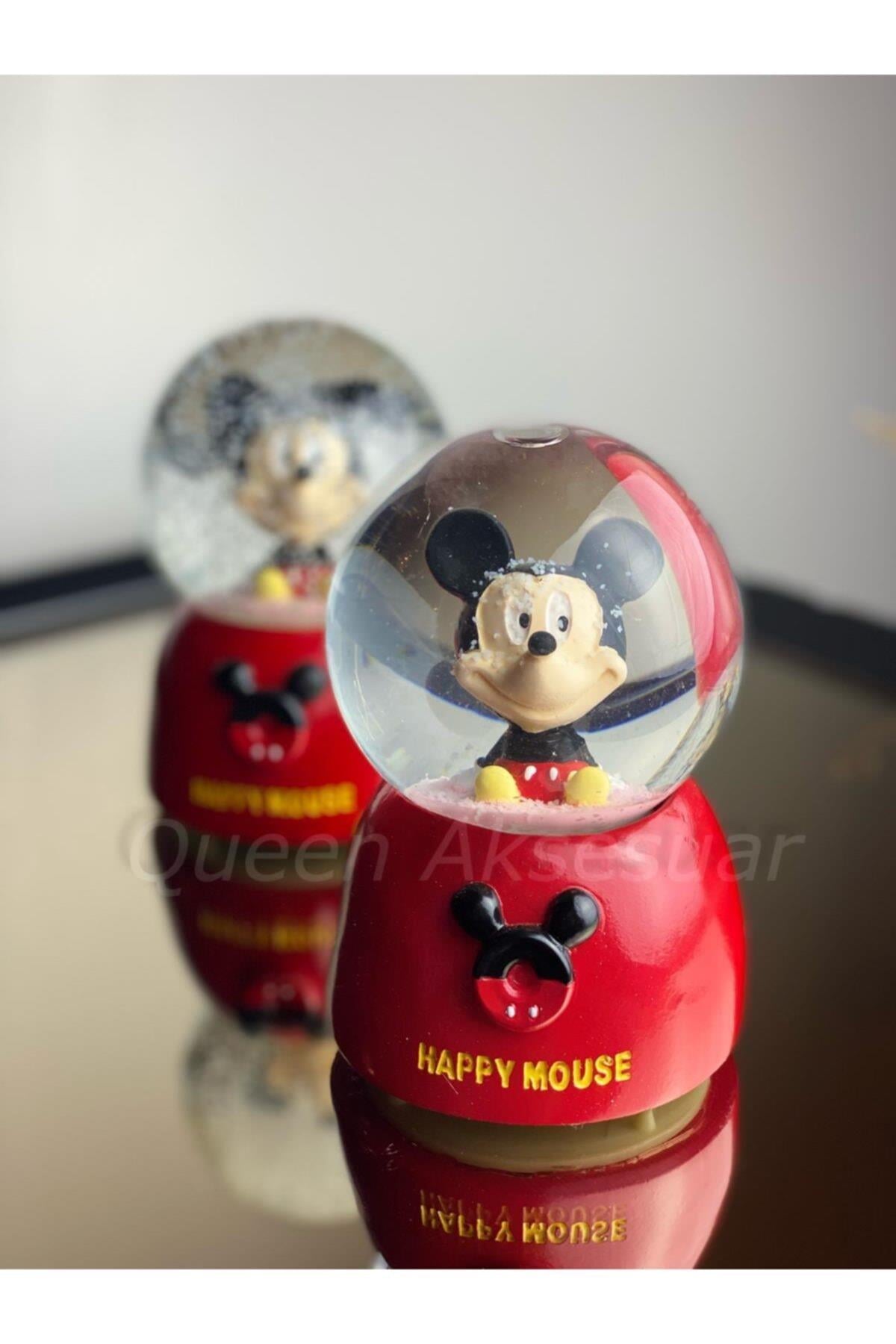 Neşeli Sevimli Mickey Mouse Fare Renkli Işıklı Müzikli Sesli Büyük Kar Küresi Kutulu