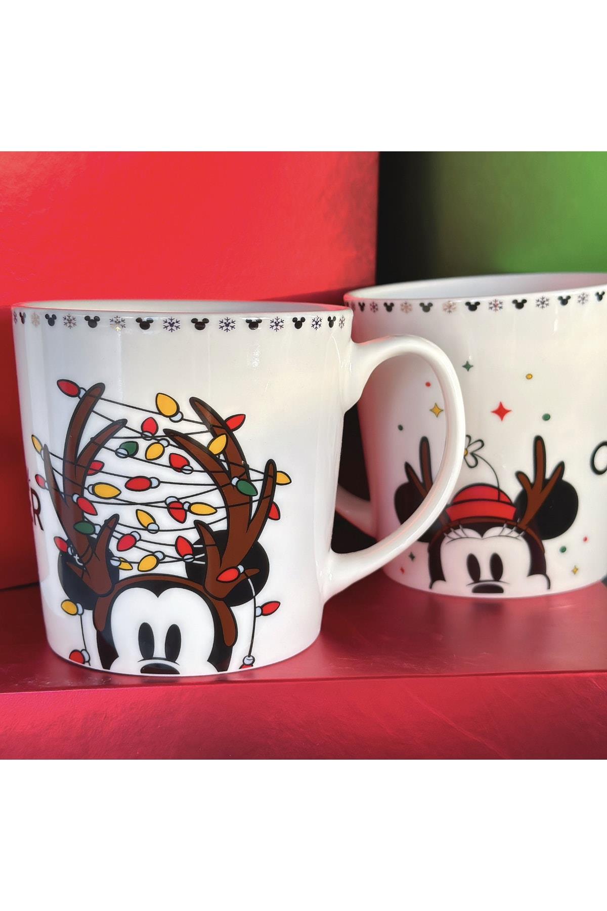 Orijinal Disney Mickey Minnie Mouse Yılbaşı Temalı Hediyelik Kutulu Dev Büyük Boy Mug Kupa