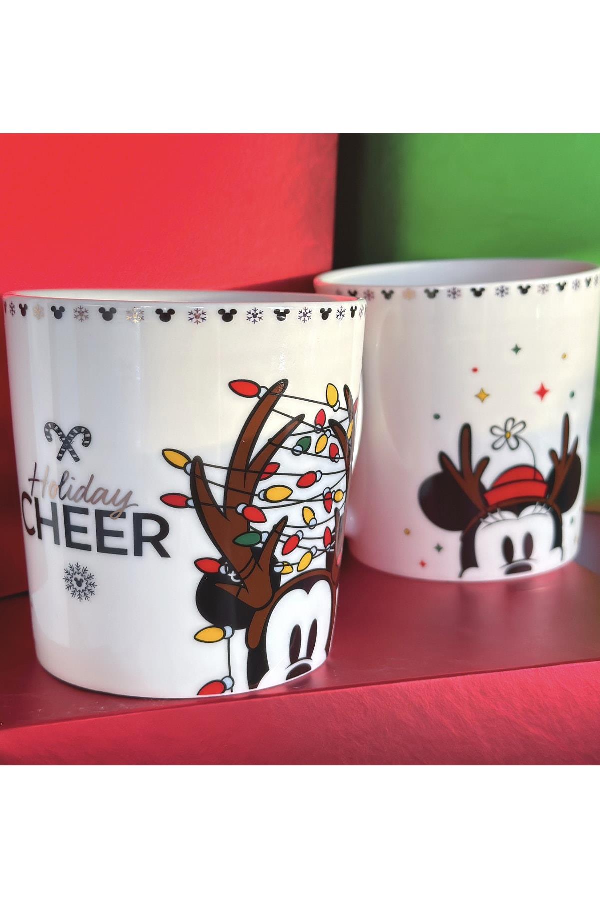 Orijinal Disney Mickey Minnie Mouse Yılbaşı Temalı Hediyelik Kutulu Dev Büyük Boy Mug Kupa
