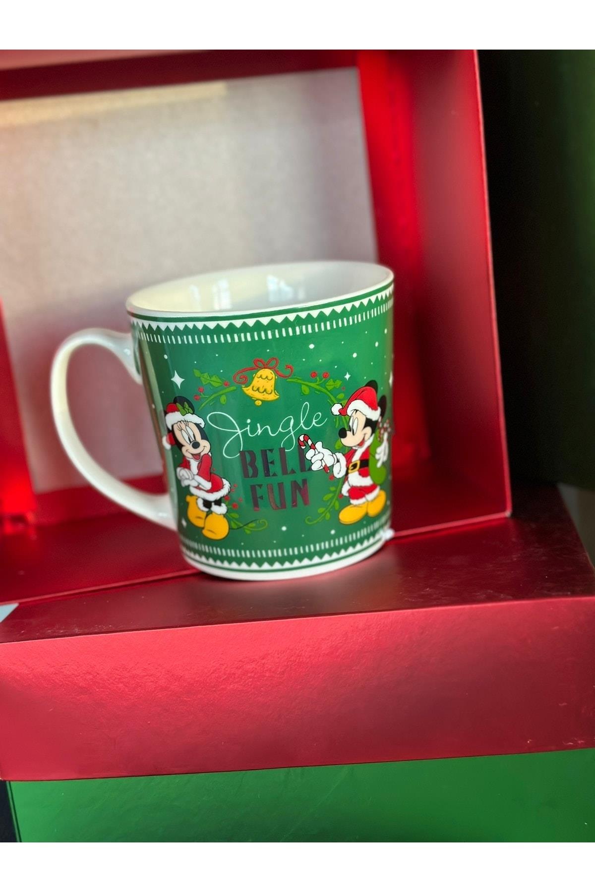 Orijinal Disney Mickey Minnie Mouse Yılbaşı Temalı Hediyelik Kutulu Dev Büyük Boy Mug Kupa Bardak