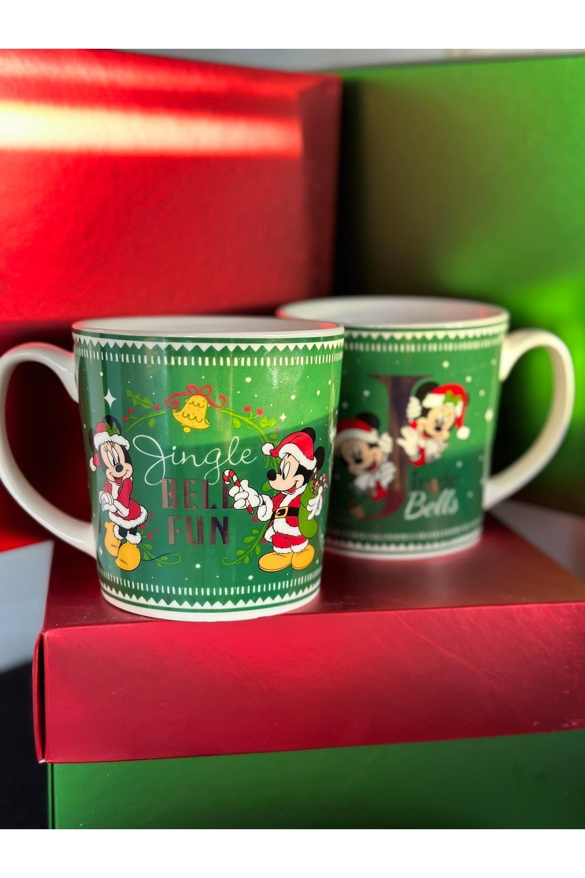 Orijinal Disney Mickey Minnie Mouse Yılbaşı Temalı Hediyelik Kutulu Dev Büyük Boy Mug Kupa Bardak