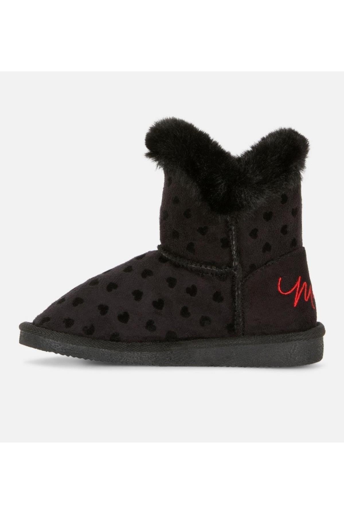 Orjinal Disney Mickey Minnie Mouse Ugg Tarz Kürklü Çocuk Botu Çizme Bot Siyah Peluş Kürk 35 Numara