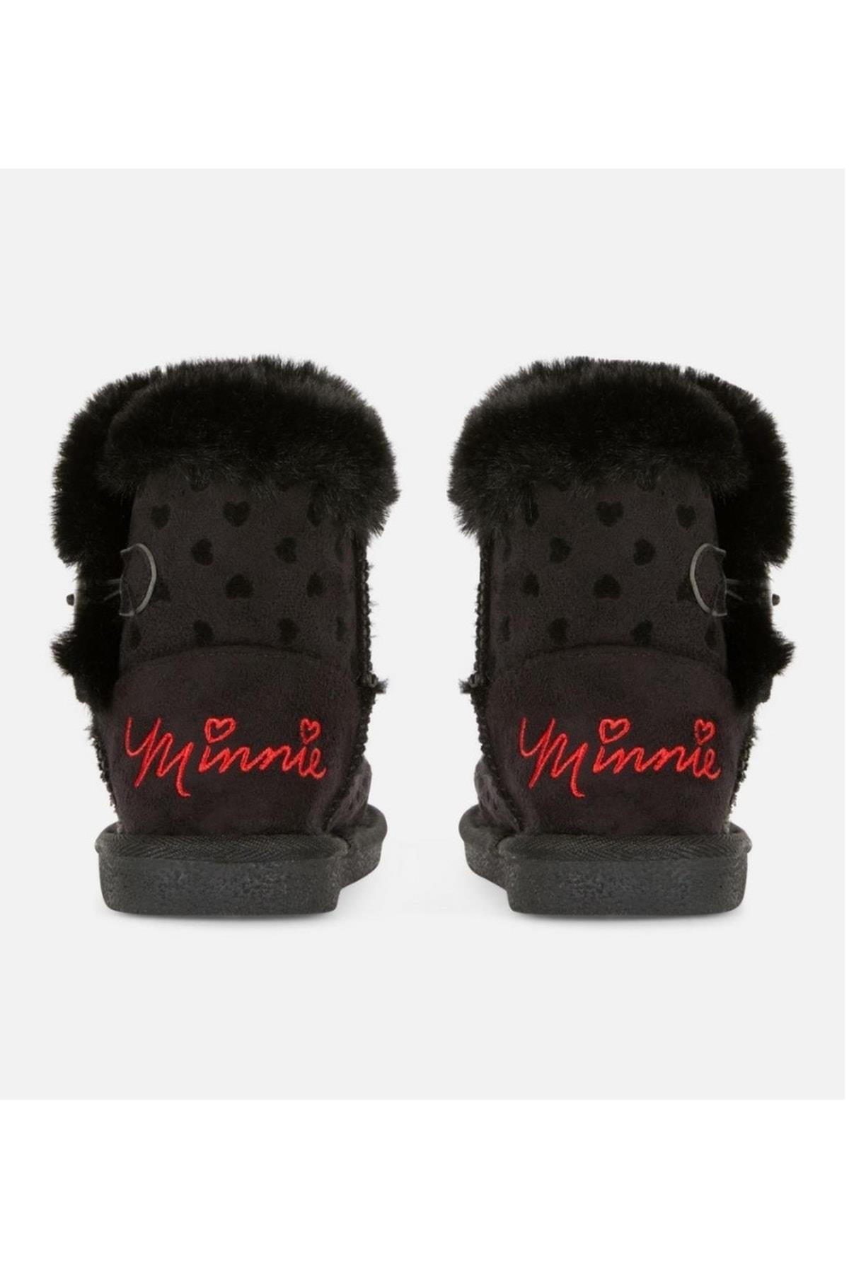 Orjinal Disney Mickey Minnie Mouse Ugg Tarz Kürklü Çocuk Botu Çizme Bot Siyah Peluş Kürk 35 Numara