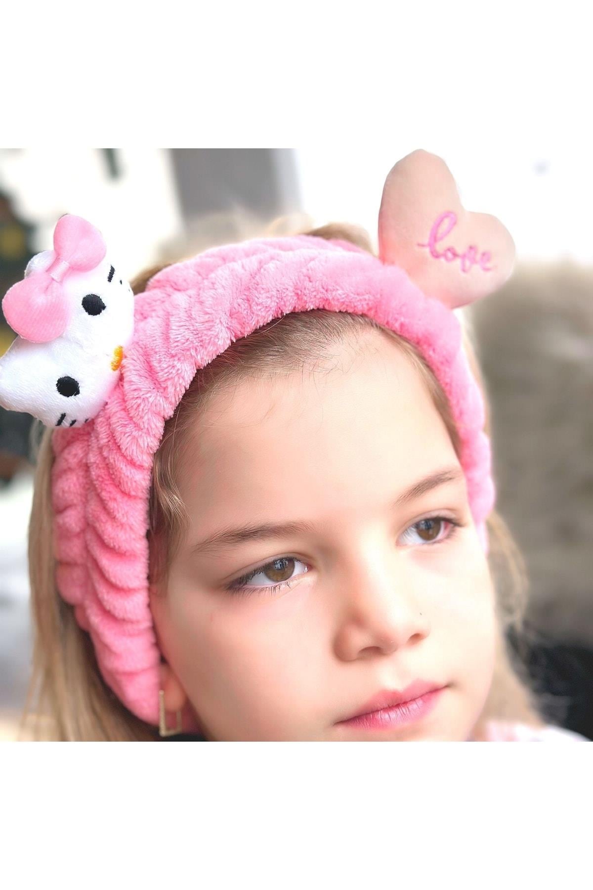 Oyuncak Hello Kitty Kedi 3d Bebek Çocuk Kadın Makyaj Bandana Saç Bantı Lastikli Pembe