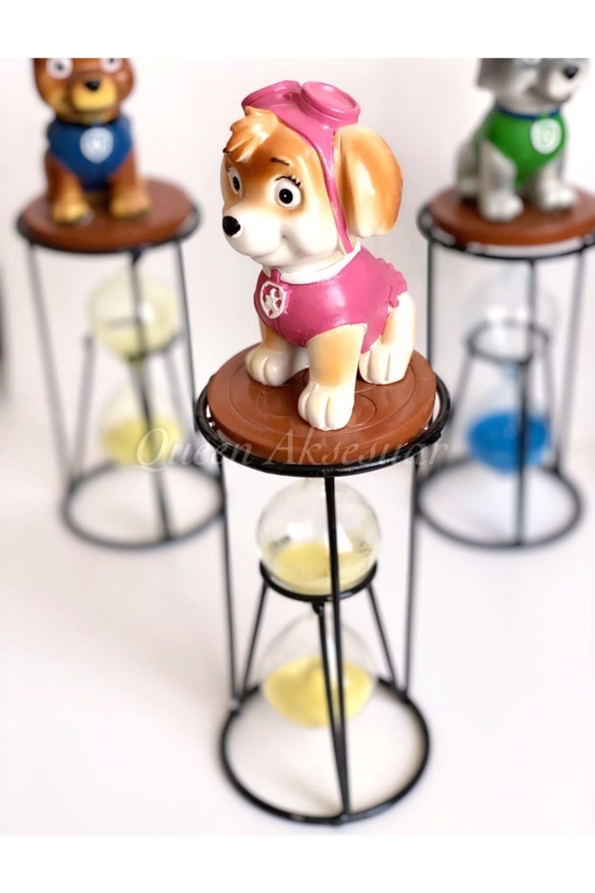 Paw Patrol Devriye Pembe Pilot Köpek Sky Büyük Dekorasyon Süs Biblo Kum Saati Hediyelik