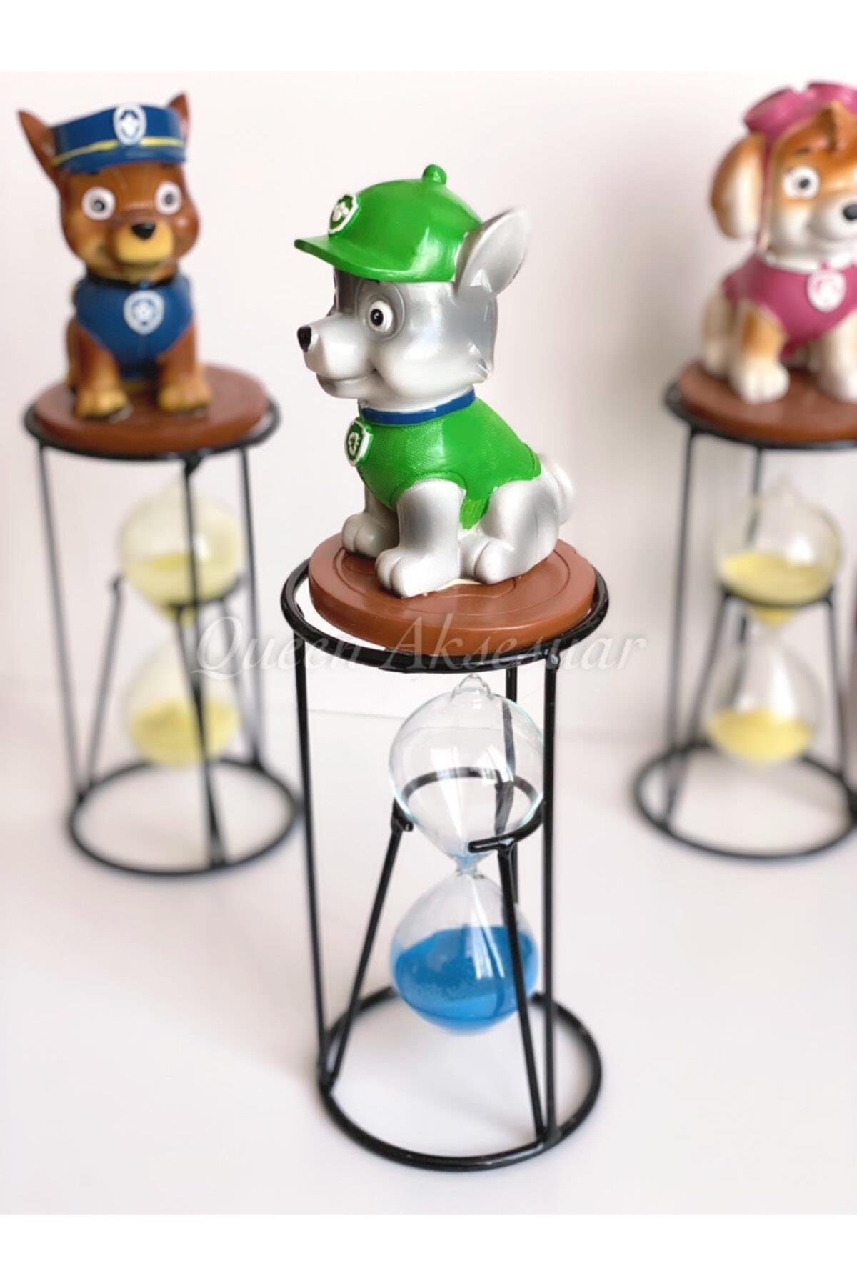 Paw Patrol Yeşil Devriye Geri Dönüşüm Köpek Rocky Büyük Dekorasyon Süs Biblo Kum Saati Hediyelik