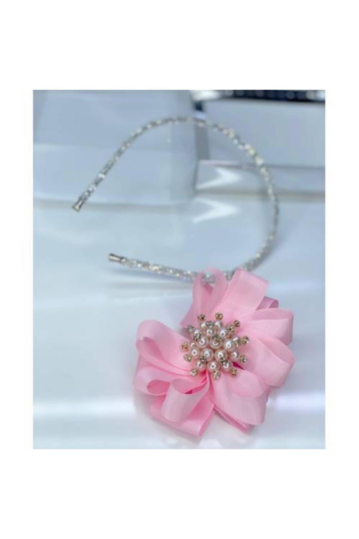 Pembe Inci Taşlı Luxury Anne Kız Çocuk Hediye Kına Düğün Tak Çıkar Taç