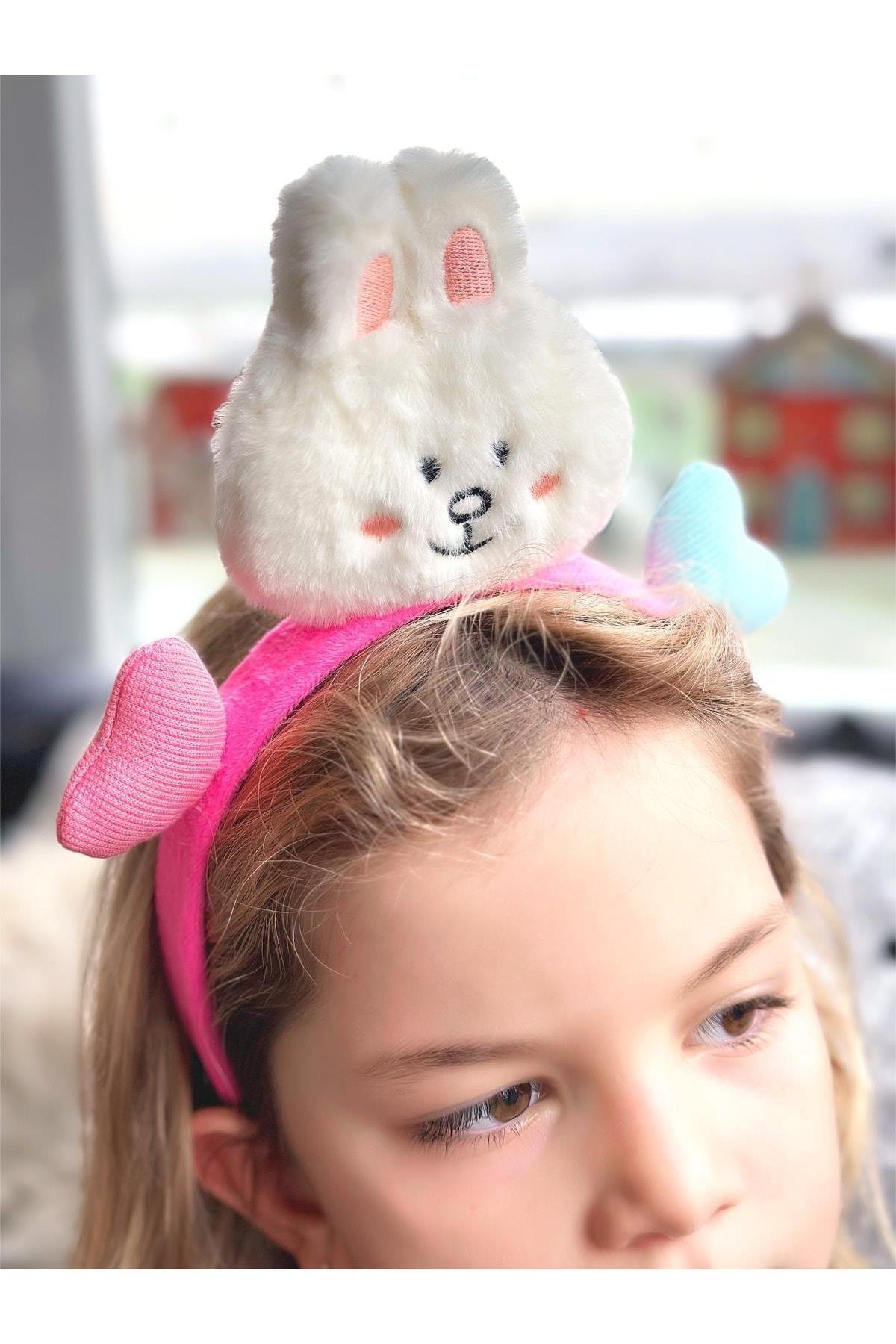 Sevimli Dev Büyük 3d Boyutlu Oyuncak Peluş Tavşanlı Taç Kalpli Çocuk Tacı