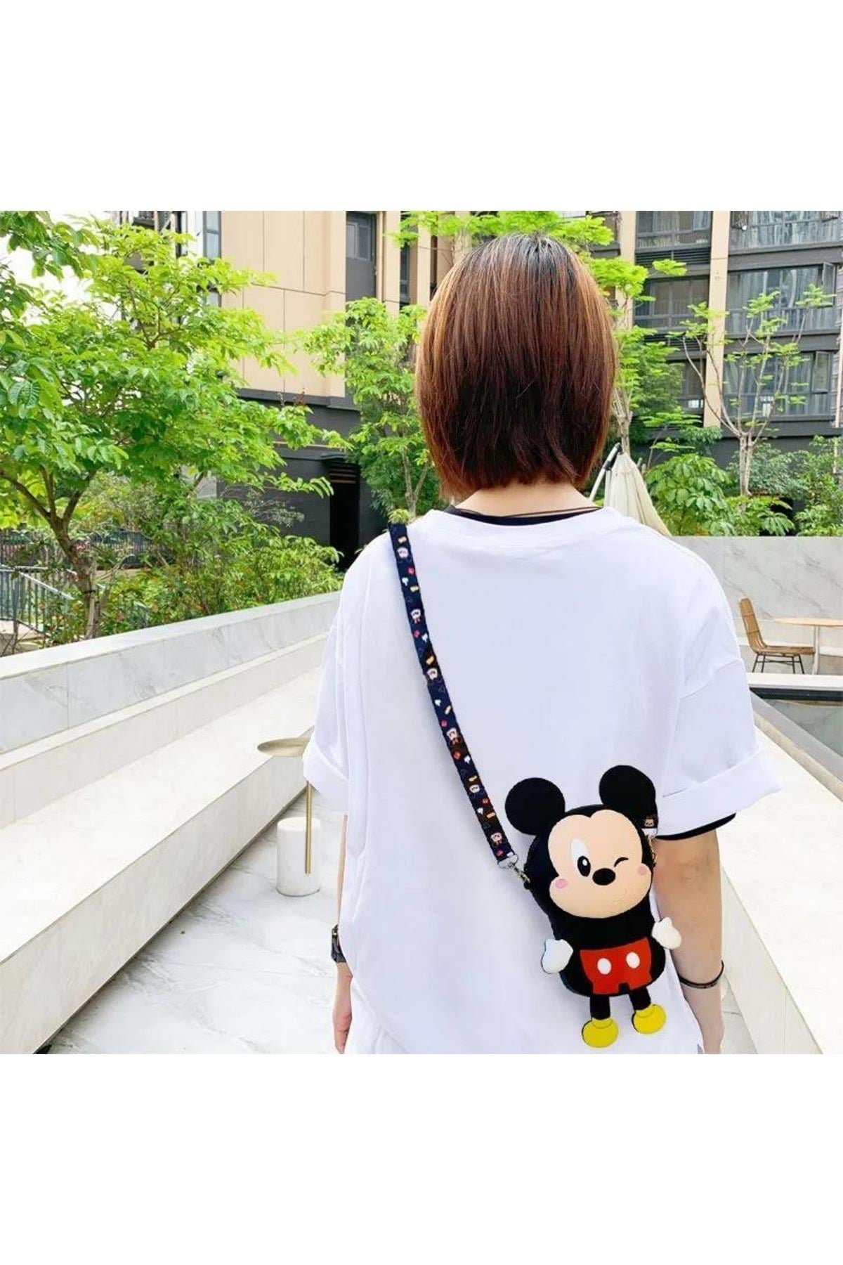 Sevimli Disney Minnie Mouse Fare Küçük Silikon Yetişkin Kadın Erkek Kız Çocuk Çantası Askılı Cüzdan