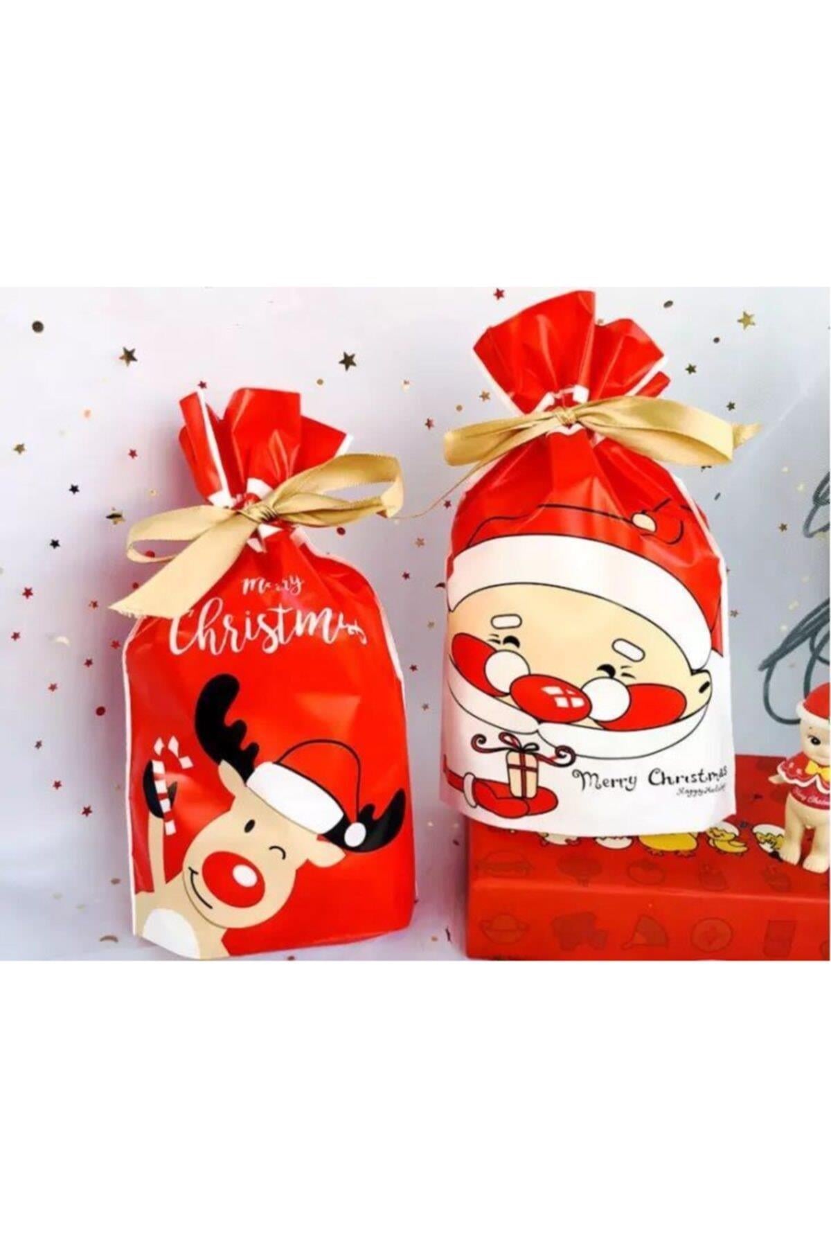 Sevimli Geyikli Yılbaşı 5li Kurabiye Hediye Paketi Christmas Çanta Kurdeleli