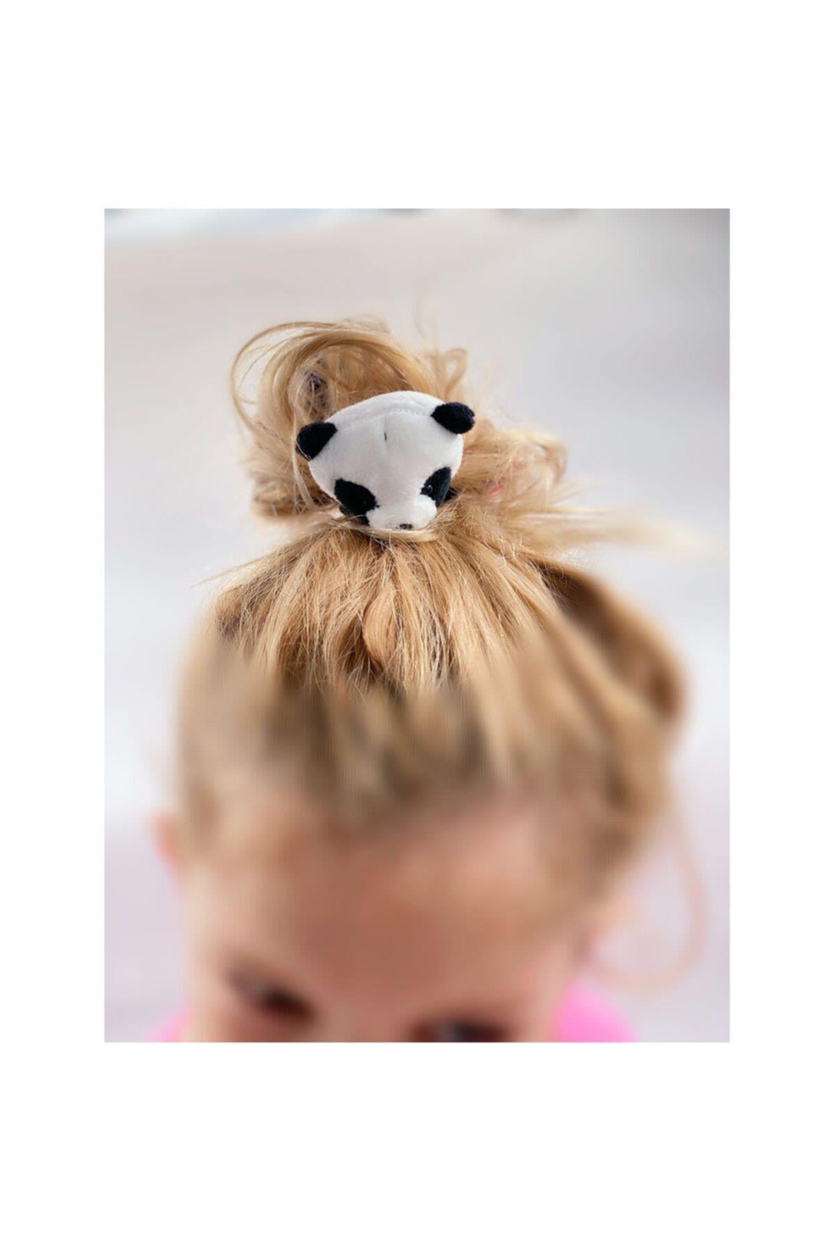 Sevimli Pofuduk Panda 3d Peluş Siyah Beyaz Kadife Yetşkin Çocuk Lastik Toka