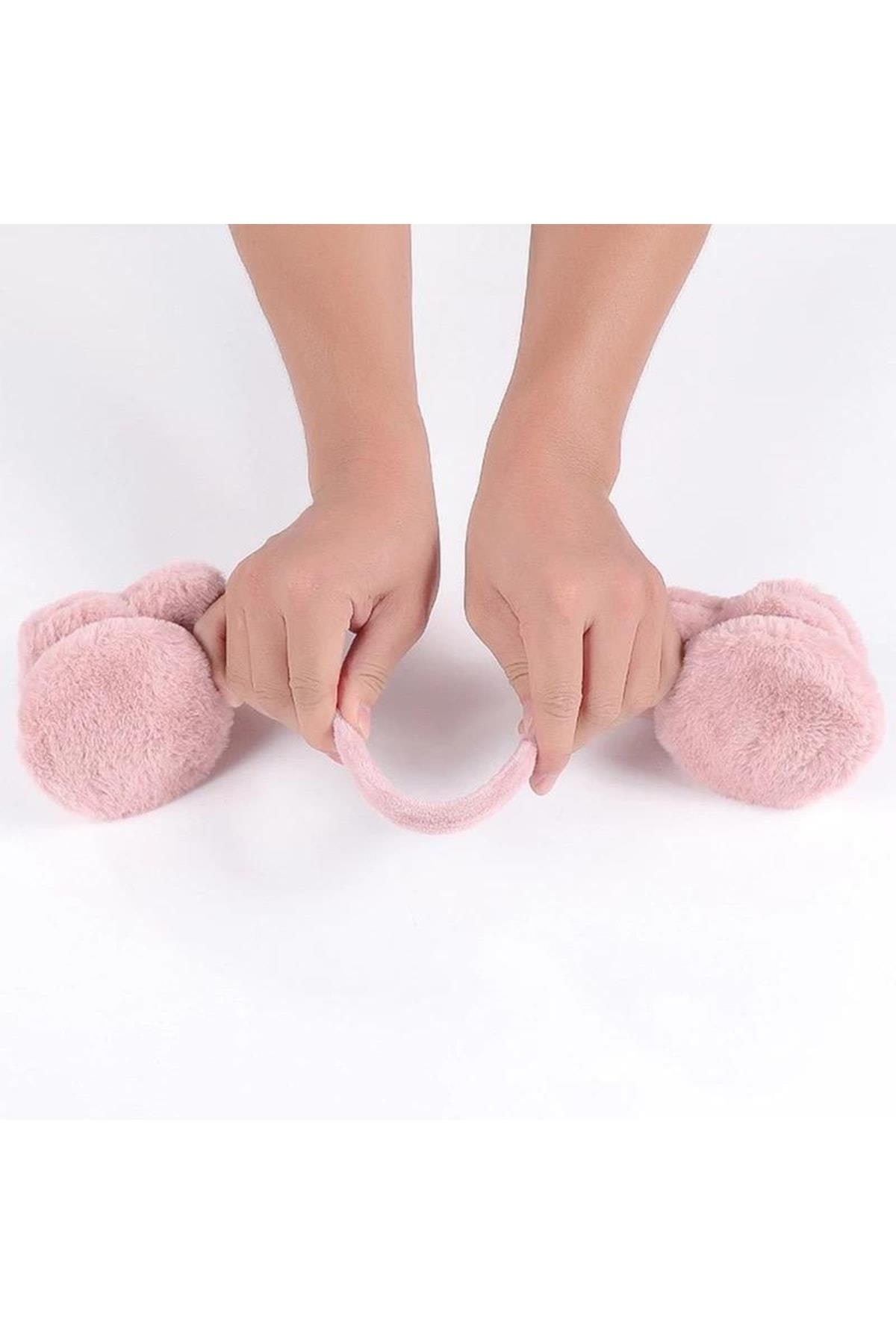 Sevimli Pofuduk Tüylü Peluş Kaşmir Oyuncak Tavşan Kulaklık Çocuk Kahverengi