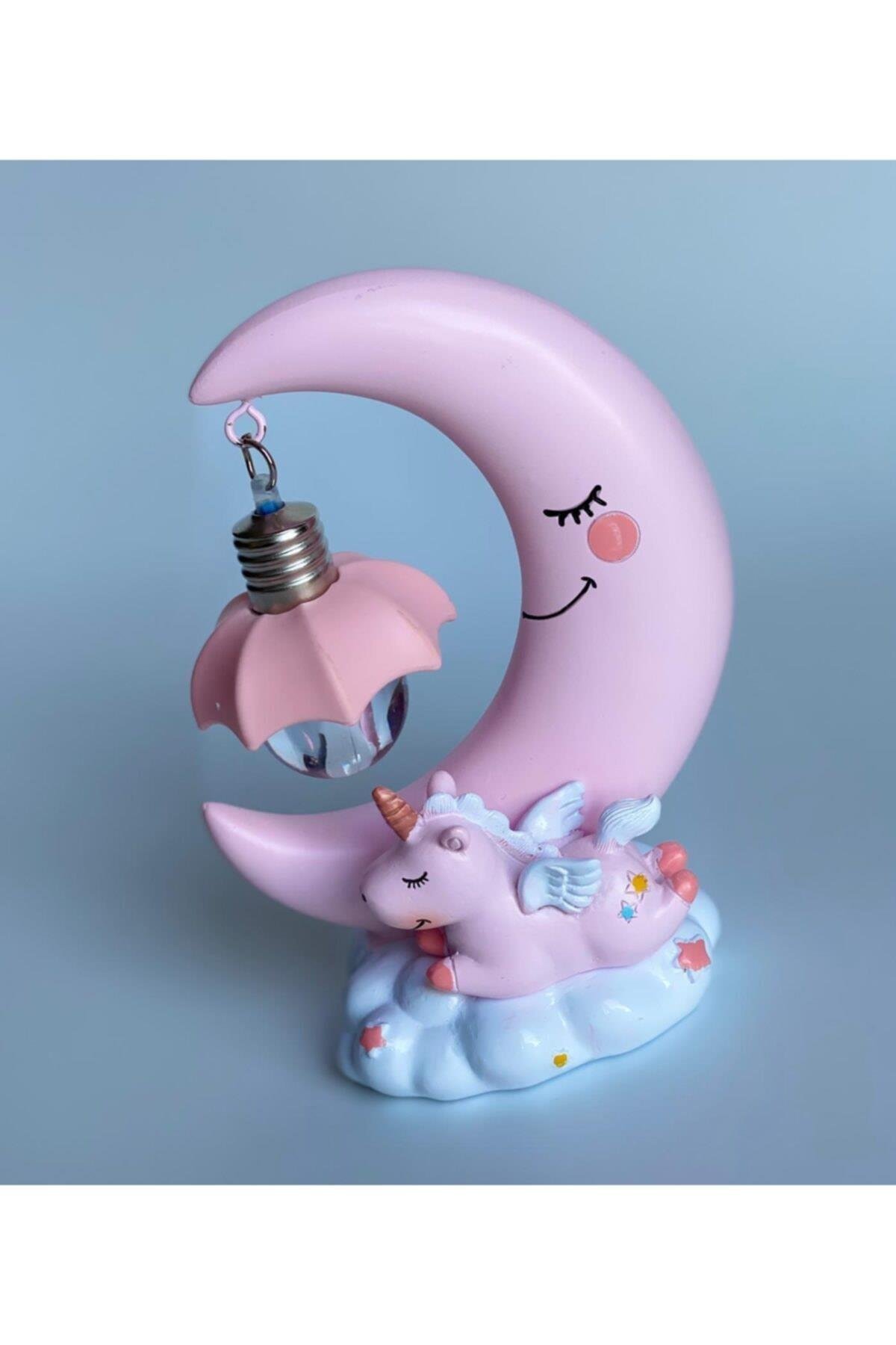 Sevimli Unicorn Çift Renk Işıklı Masa Gece Lambası Pembe