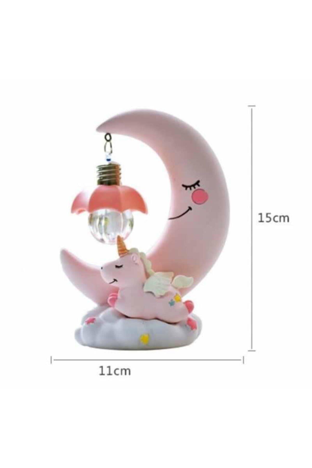 Sevimli Unicorn Çift Renk Işıklı Masa Gece Lambası Pembe