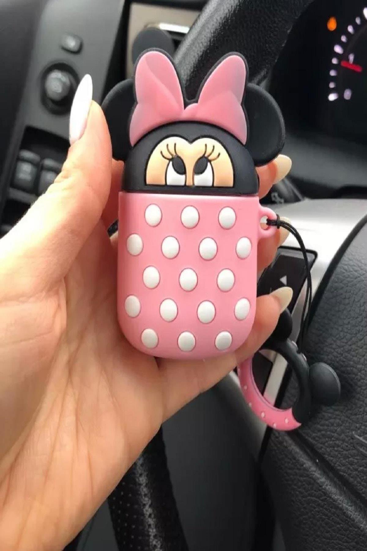Şirin tasarım özel silikon askılı Air pods 1  2 kılıfı Minnie Mouse Mini Fare