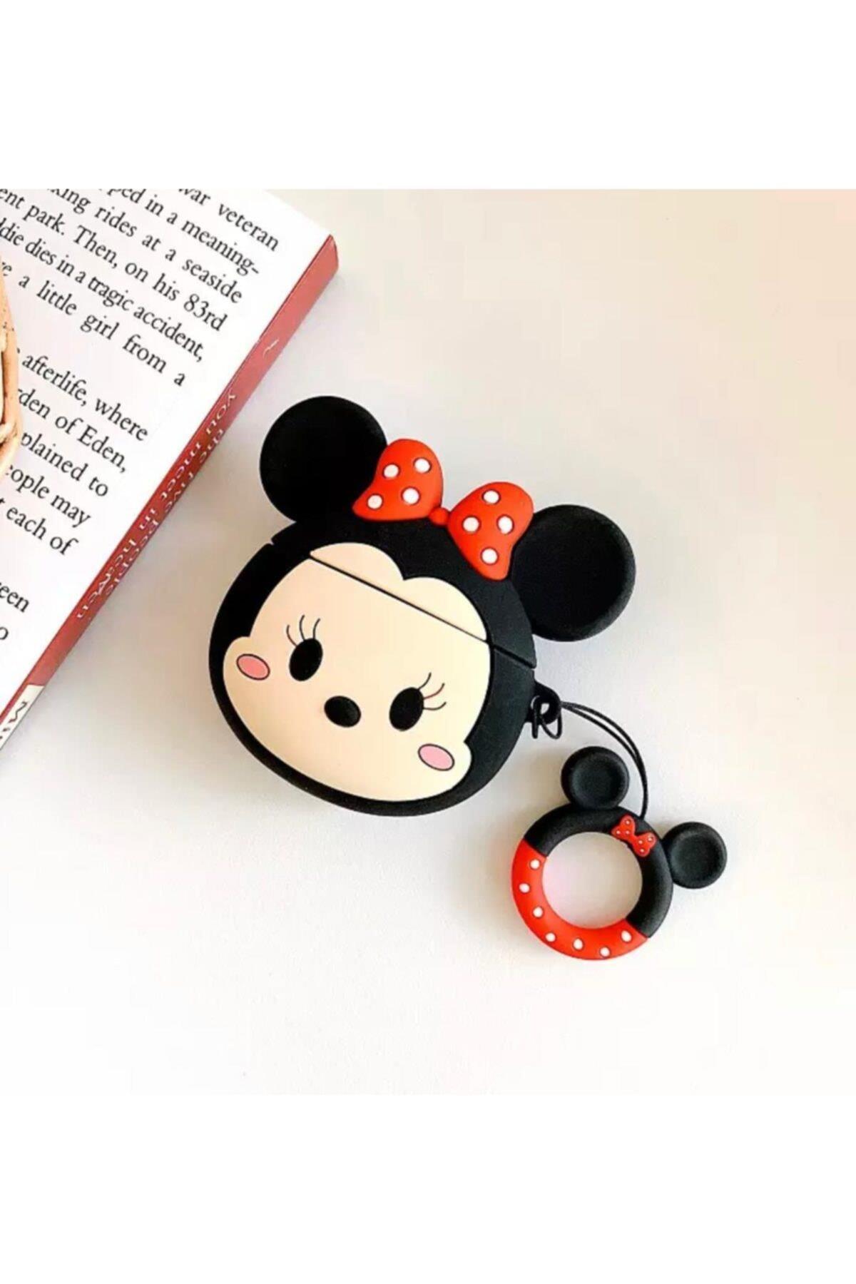 Şirin Tasarım Özel Silikon Askılı Air Pods 1  2 Ve Pro Kılıfı Minnie Mouse Mini Fare