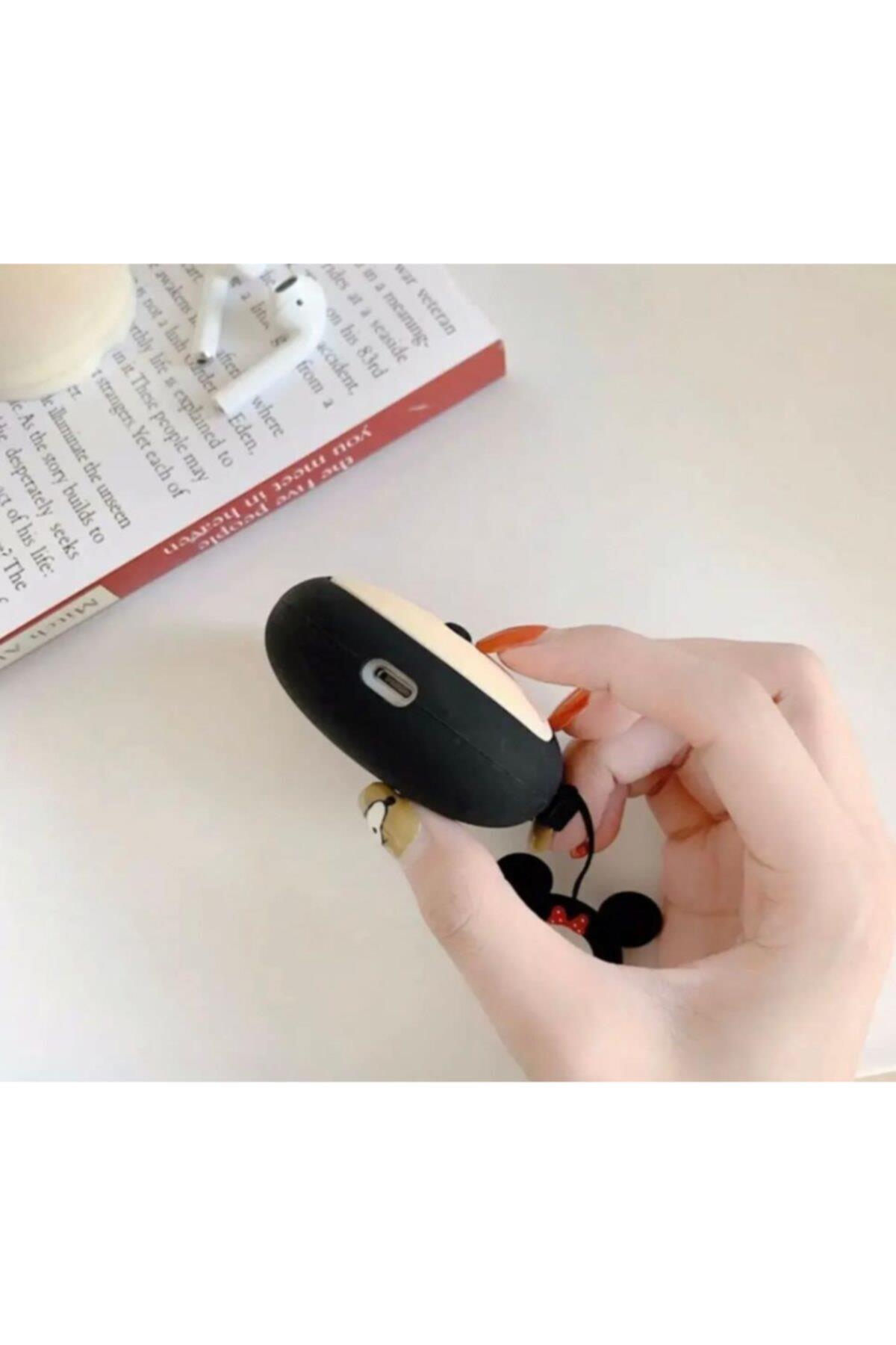 Şirin Tasarım Özel Silikon Askılı Air Pods 1  2 Ve Pro Kılıfı Minnie Mouse Mini Fare