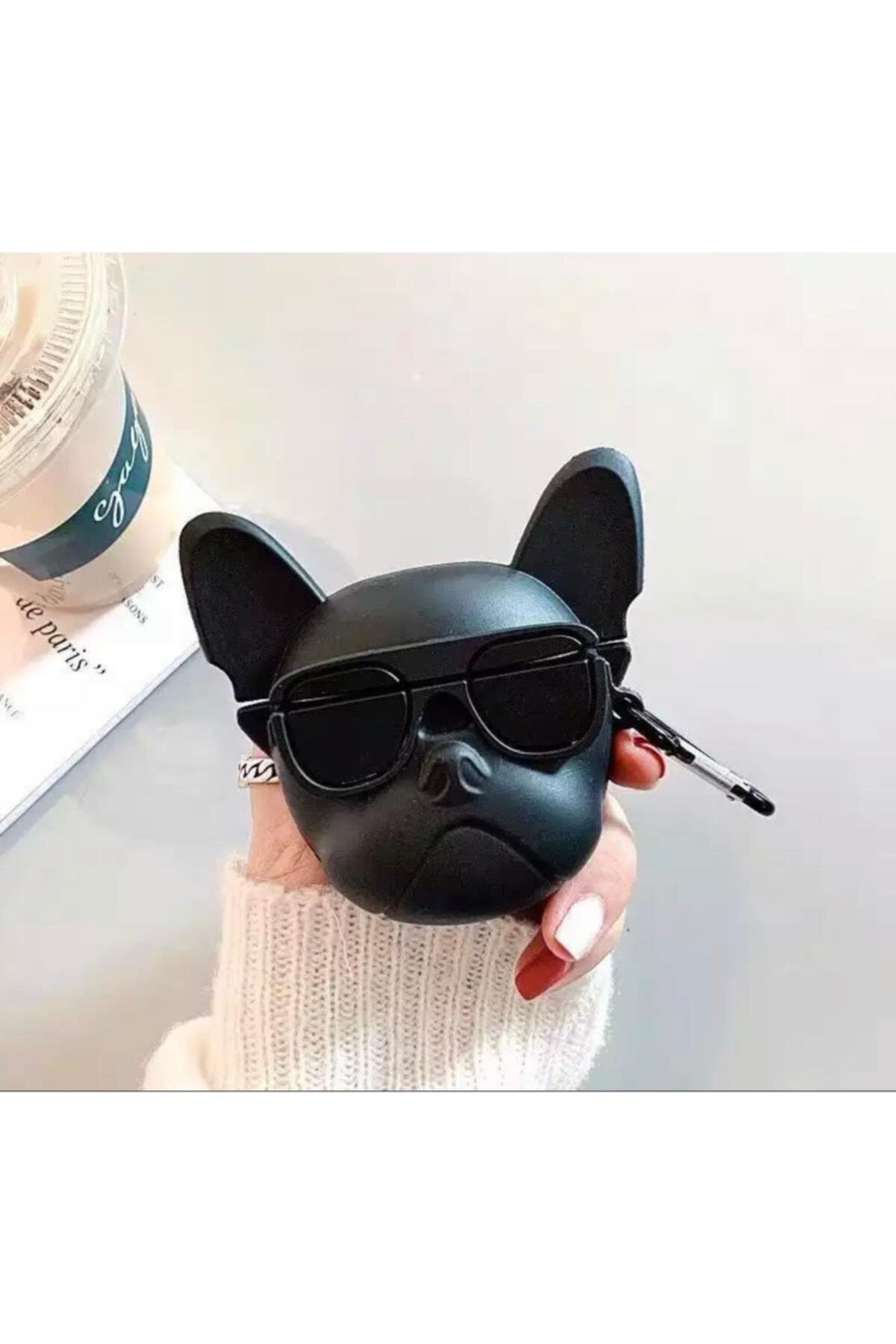 Siyah Buldog Köpek Anahtar Askılıklı    Kılıf