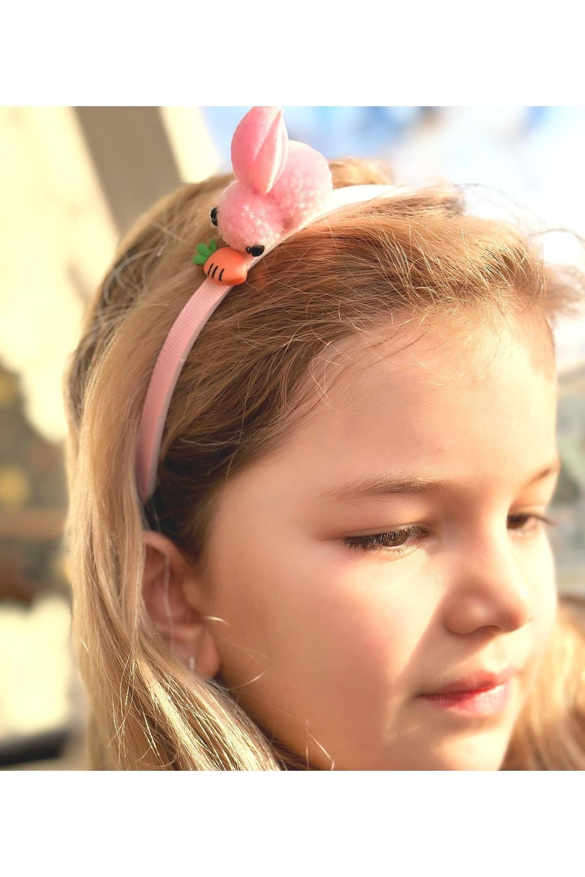 Trend Moda 3d Boyutlu Oyuncaklı Peluş Tavşan Havuç Taç Kadın Çocuk Tacı Pembe