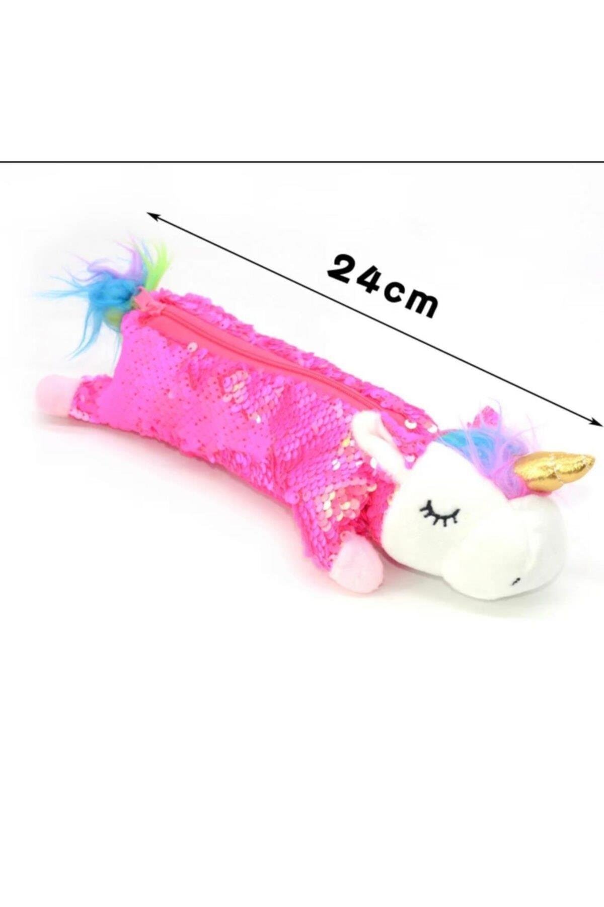 Unicorn Kalem Kutusu Kalemlik Pullu Peluş Pembe