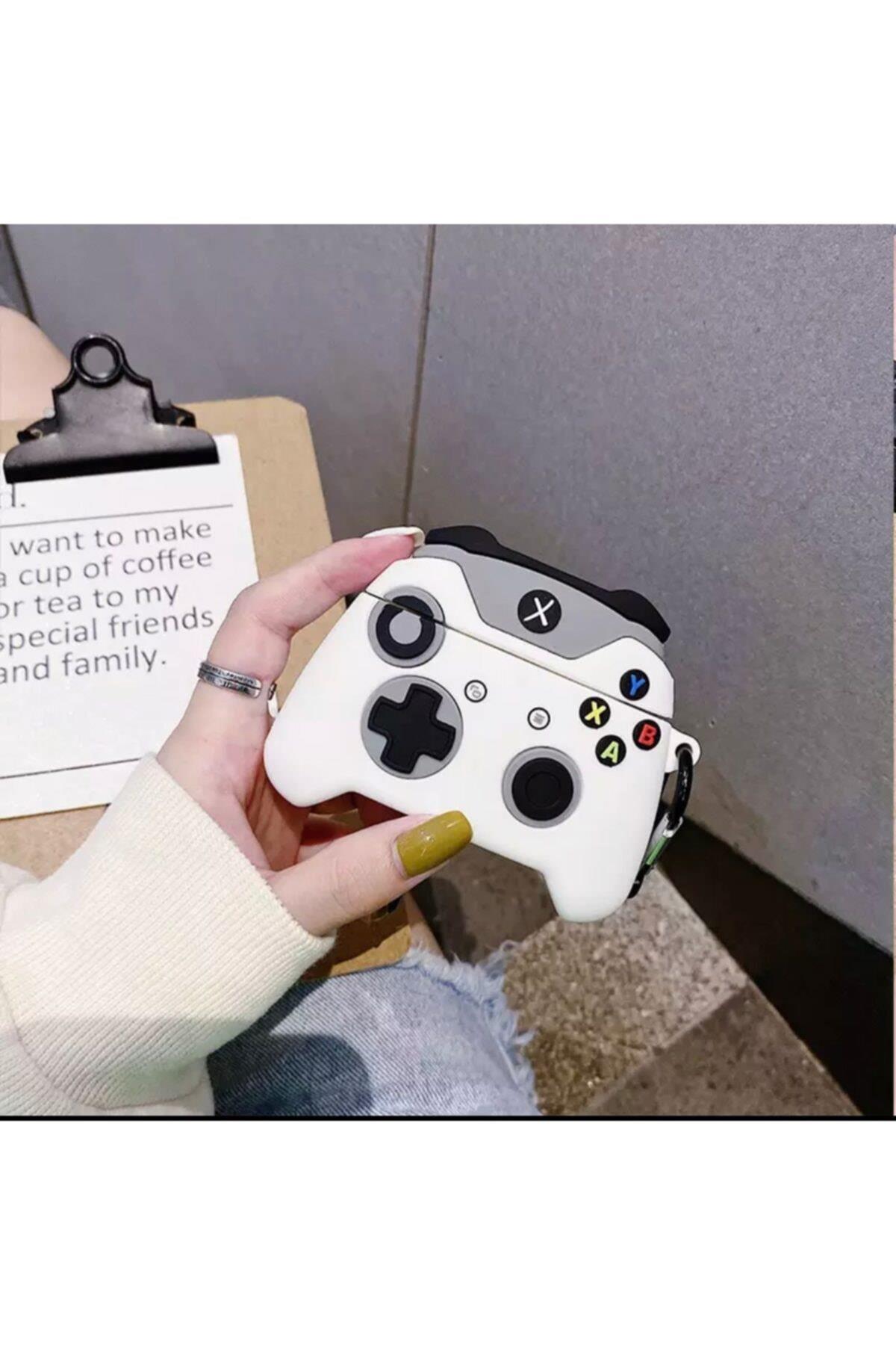Xbox Playstation Joystick Kumanda Kolu  Pro Anahtarlık Kulaklık Silikon Kılıf Beyaz