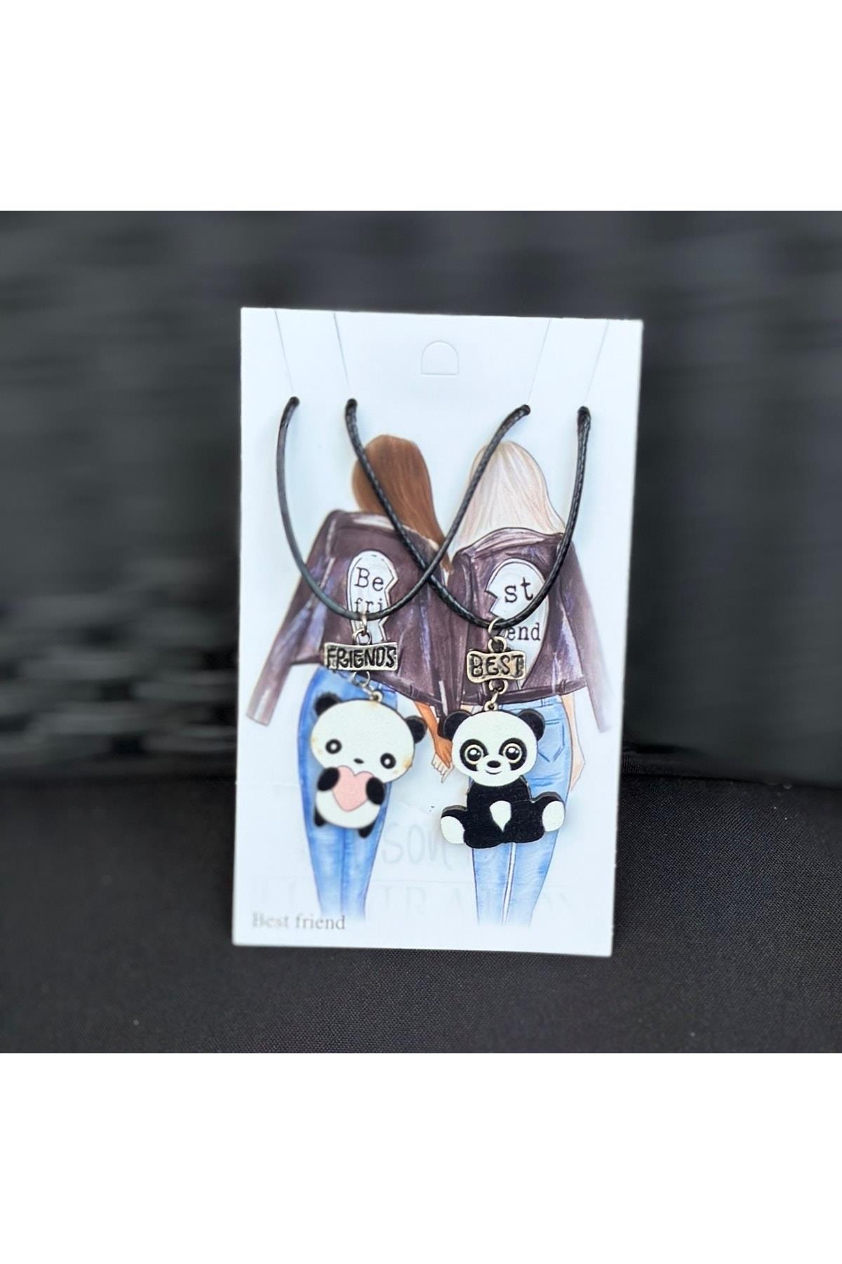 Yeni trend 2li kolye seti sevimli panda kız erkek best friend arkadaşlık kolyesi