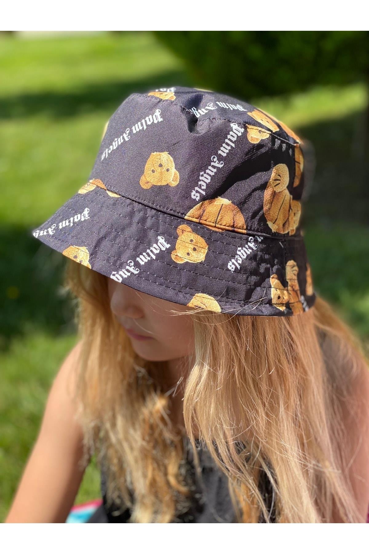 Yeni Trend Lüks Sevimli Teddy Ayıcık Desenli Bucket Baget Şapka Yetişkin Kadın Büyük Çocuk Şapkası