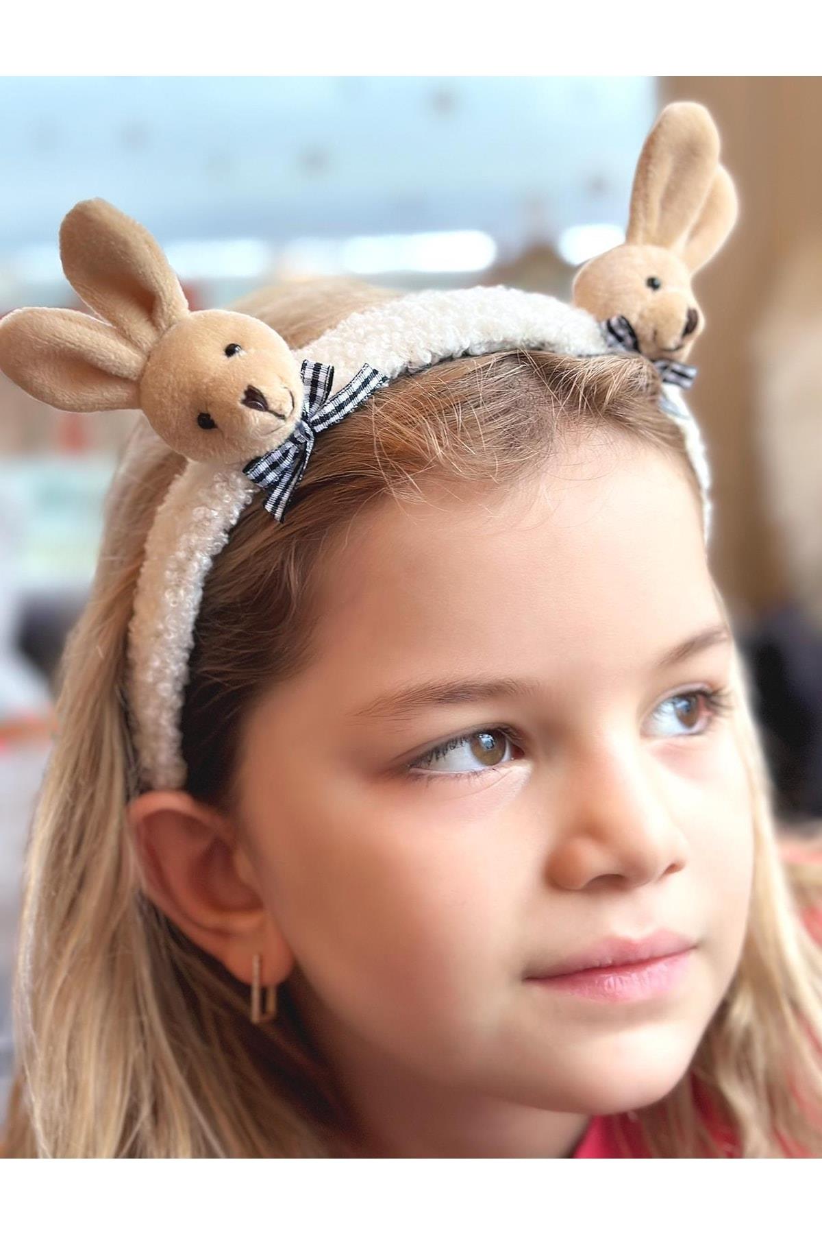 Yeni Trend Moda Sevimli 3d Boyutlu Peluş Pofuduk Taç Oyuncak Tavşanlı Çocuk Kadın Tacı Beyaz