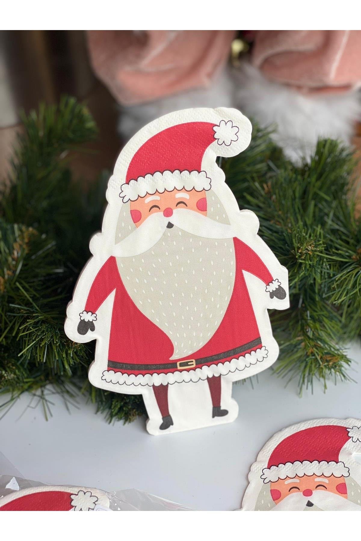 Yeni Yıl Ithal Lüks Kalın Noel Baba Desenli Peçete Seti Dekoratif Dekorasyon Yılbaşı Sofra Sunum