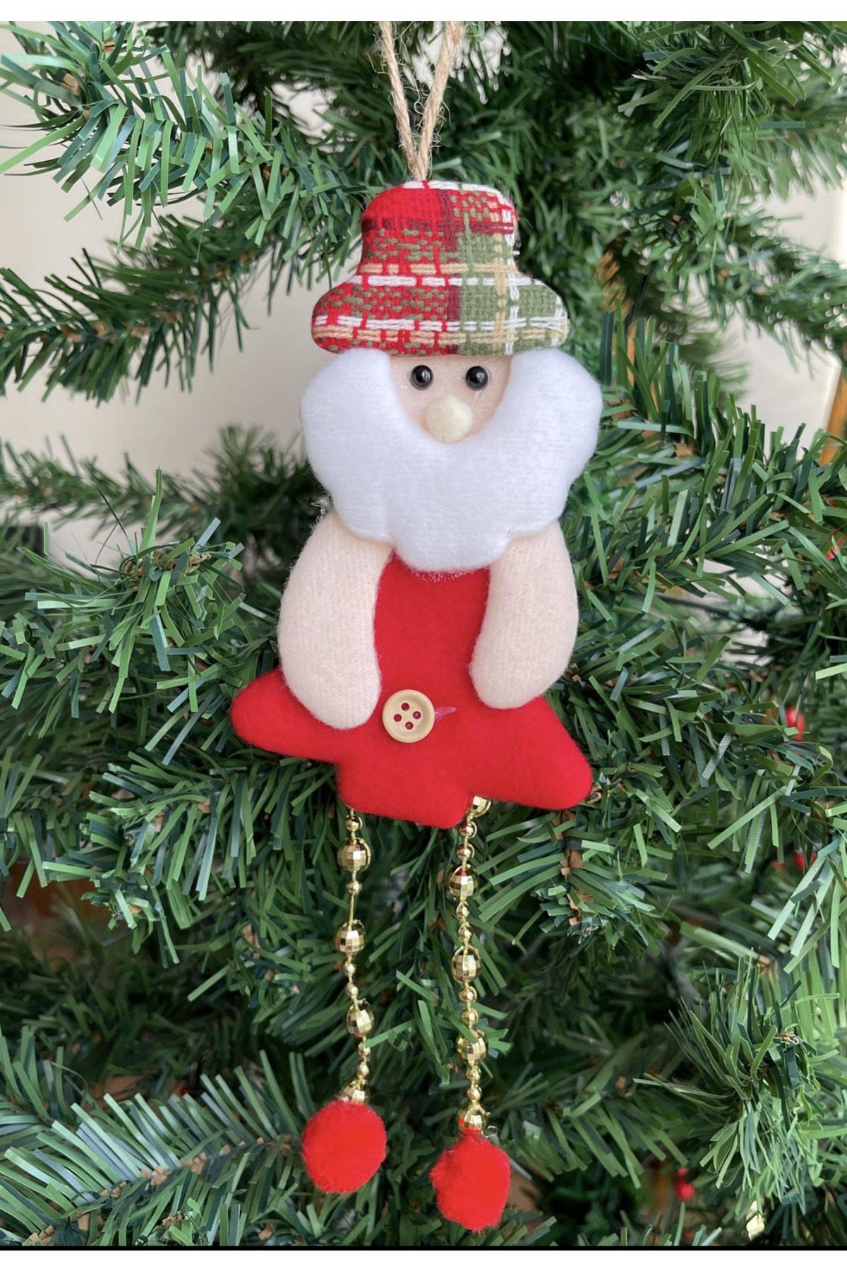 Yeni Yıl Yılbaşı Lüks Ithal Koleksiyonluk Büyük Çam Ağacı Süsü Pofuduk 3 Boyutlu Boncuklu Noel Baba