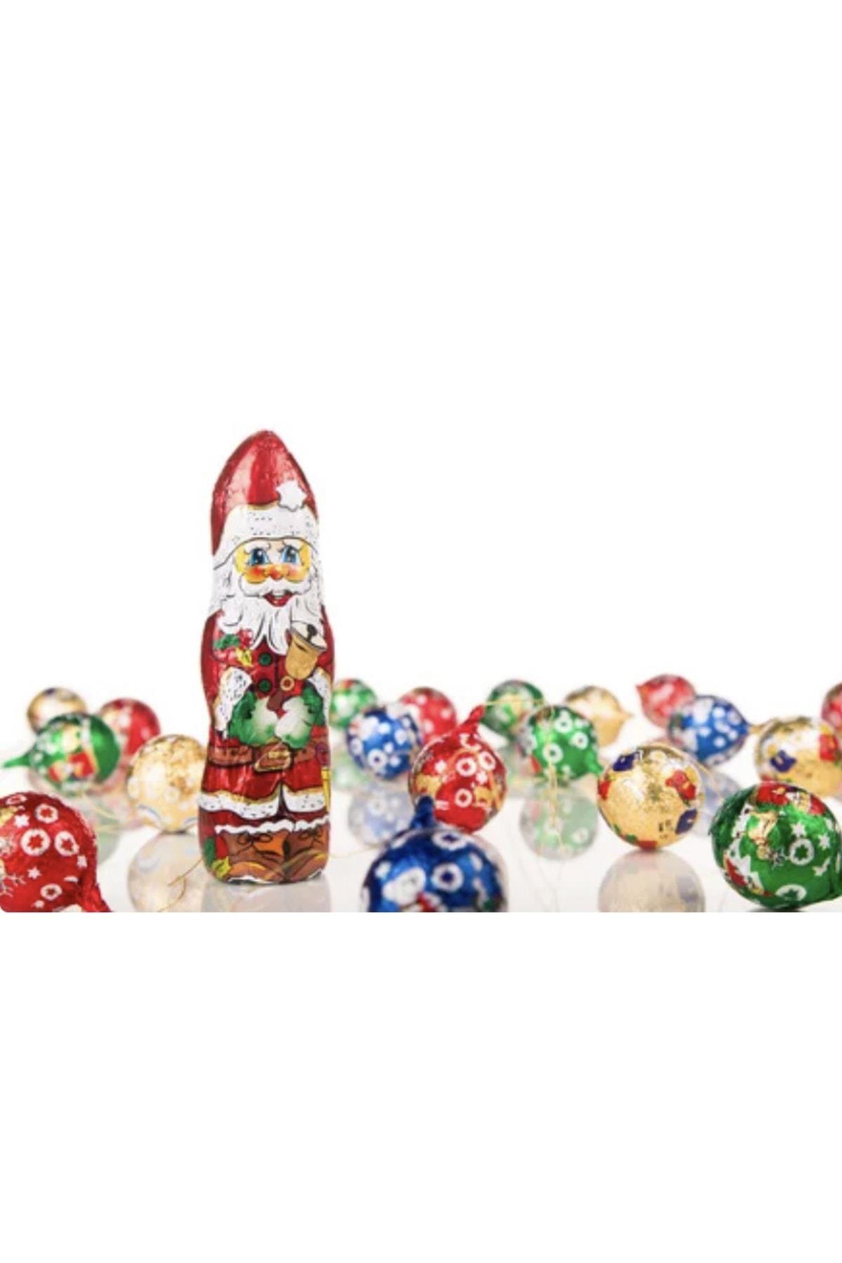 Yeni Yıl Yılbaşı Özel Ithal 4lü Noel Baba Çam Ağacı Top Çikolata Hediye Paket Seti