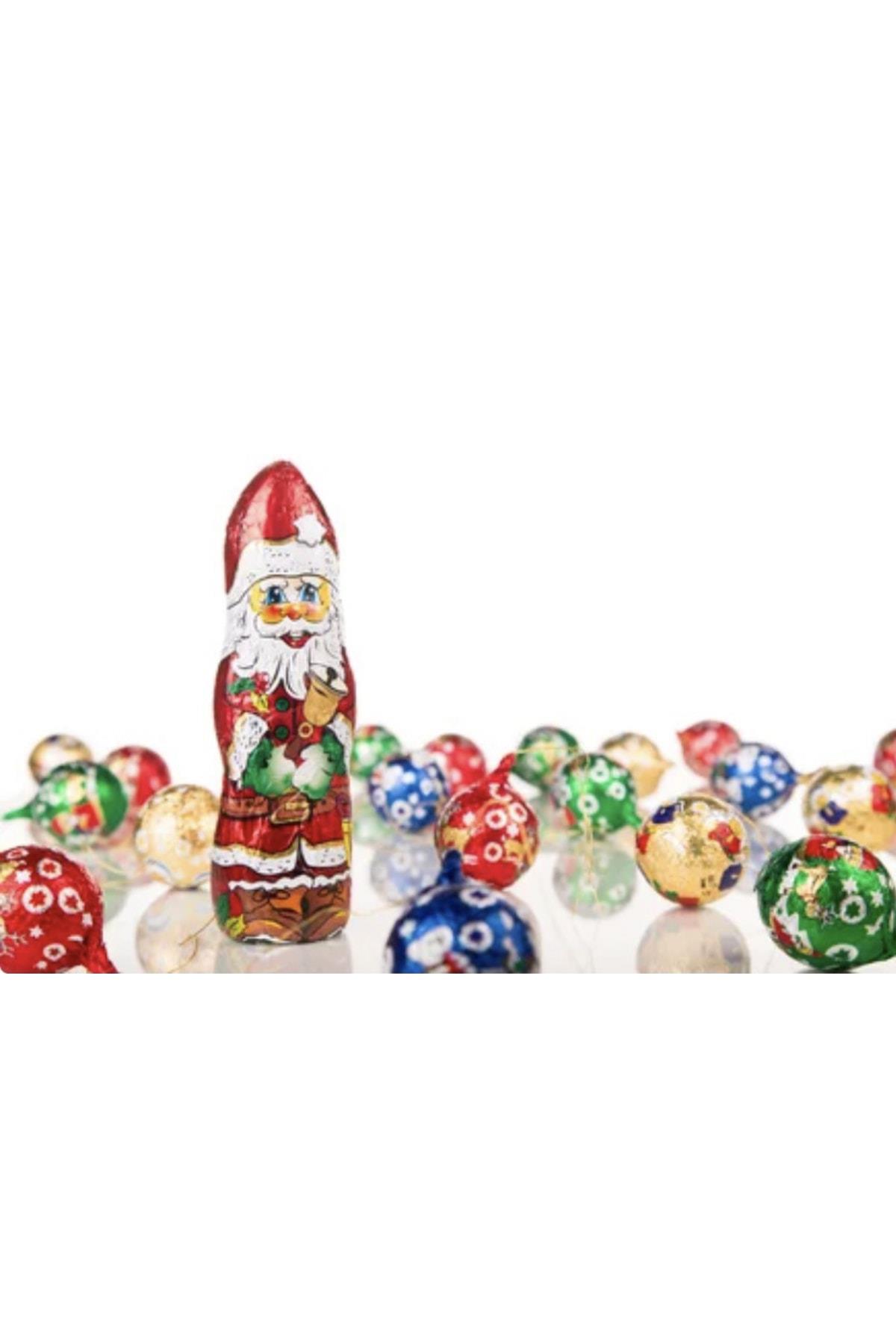 Yeni Yıl Yılbaşı Özel Ithal 4lü Noel Baba Çam Ağacı Top Çikolata Hediye Paket Seti