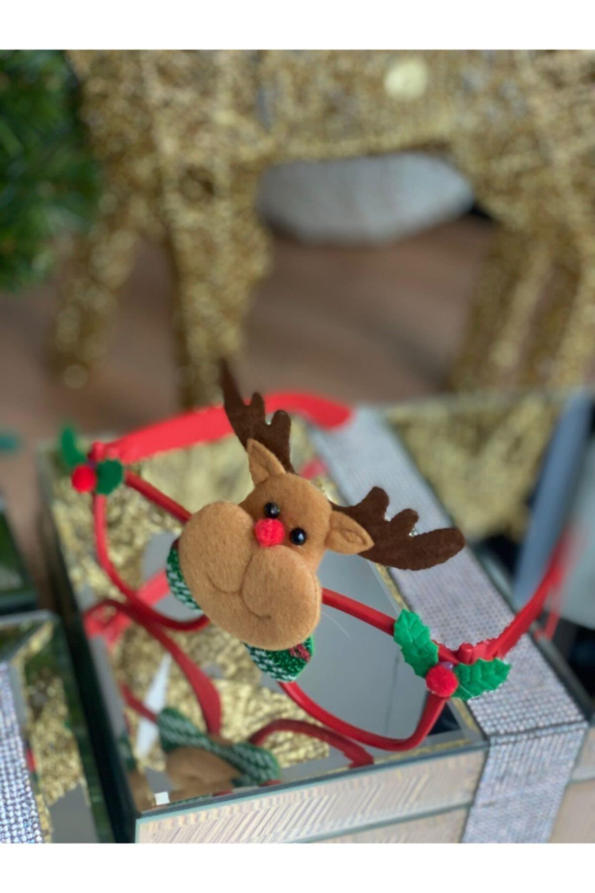 Yeni Yıl Yılbaşı Özel Lüks Geyikli Süslü Gözlük Noel Gözlüğü
