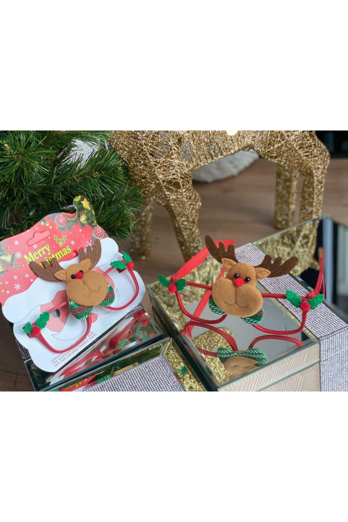 Yeni Yıl Yılbaşı Özel Lüks Geyikli Süslü Gözlük Noel Gözlüğü